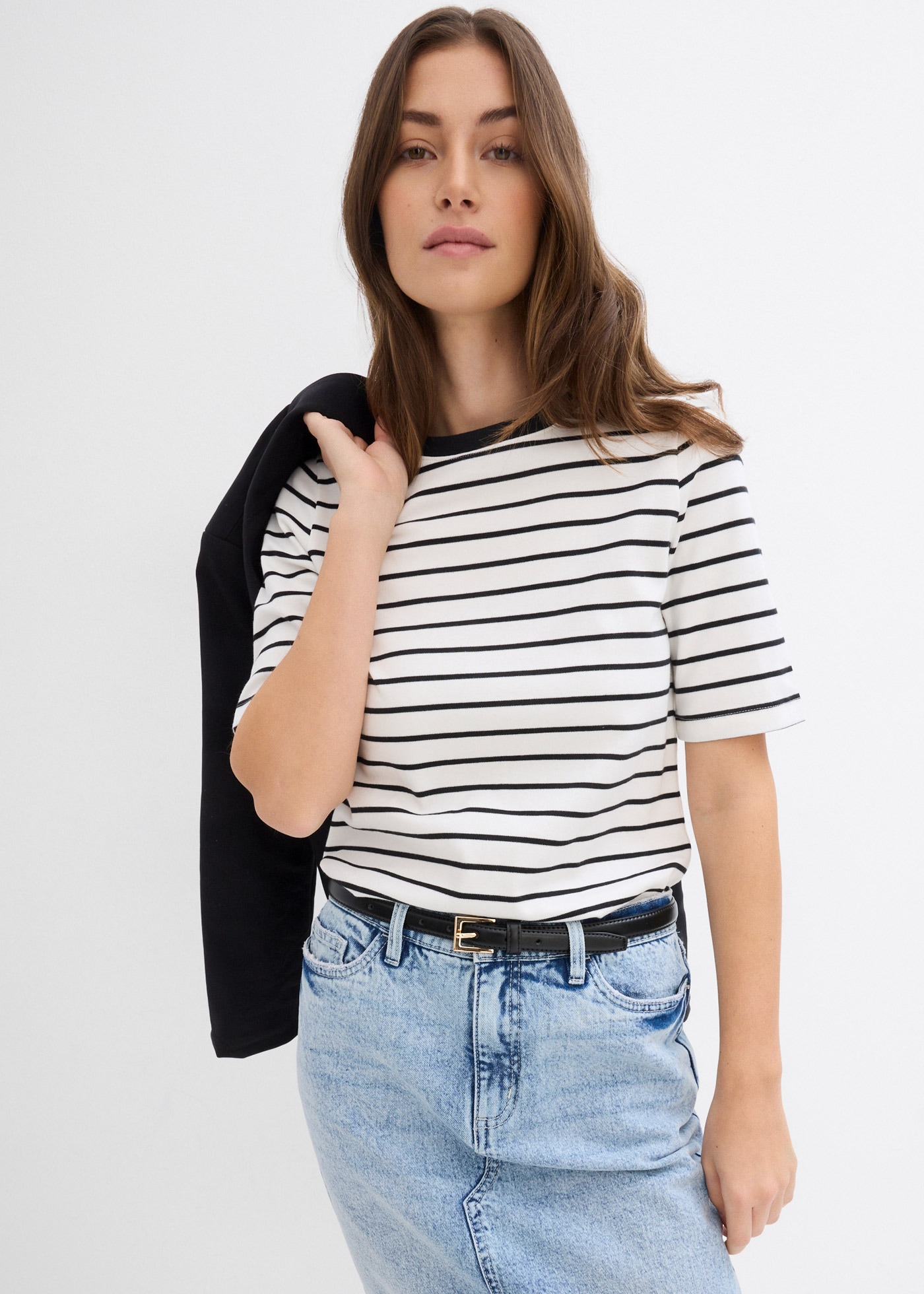 bonprix T-Shirt Halbarm, aus reiner Baumwolle