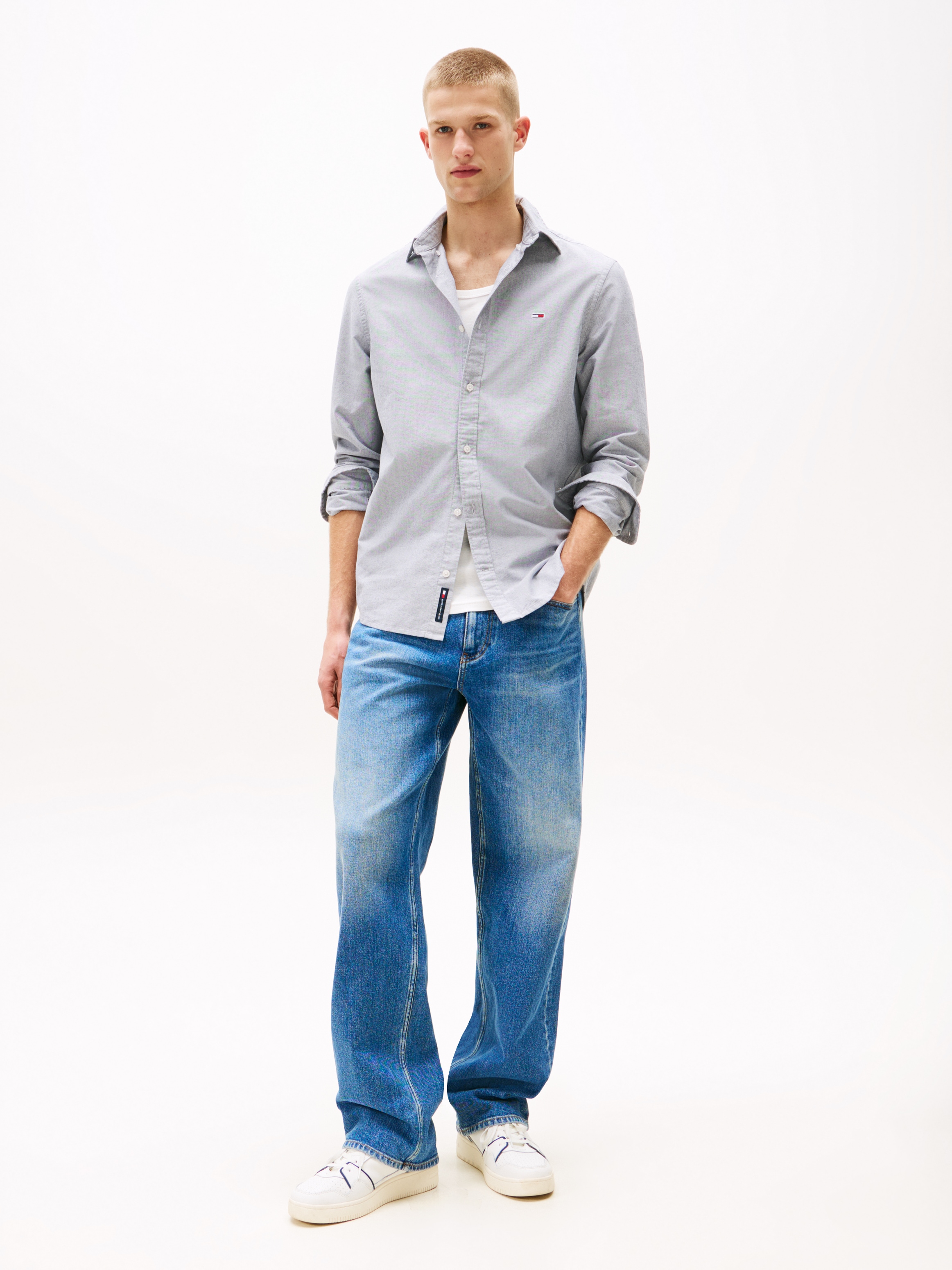 Tommy Jeans Chemise à manches longues »TJM REGULAR OXFORD« Mit Rundhalsausschnitt, Button-down-Kragen