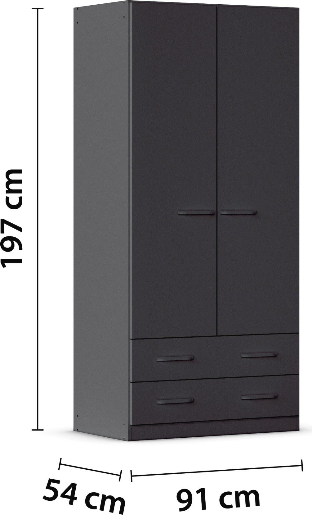 rauch Drehtürenschrank »Prandon B« mit 2 Schubladen und Metallgriffen quer