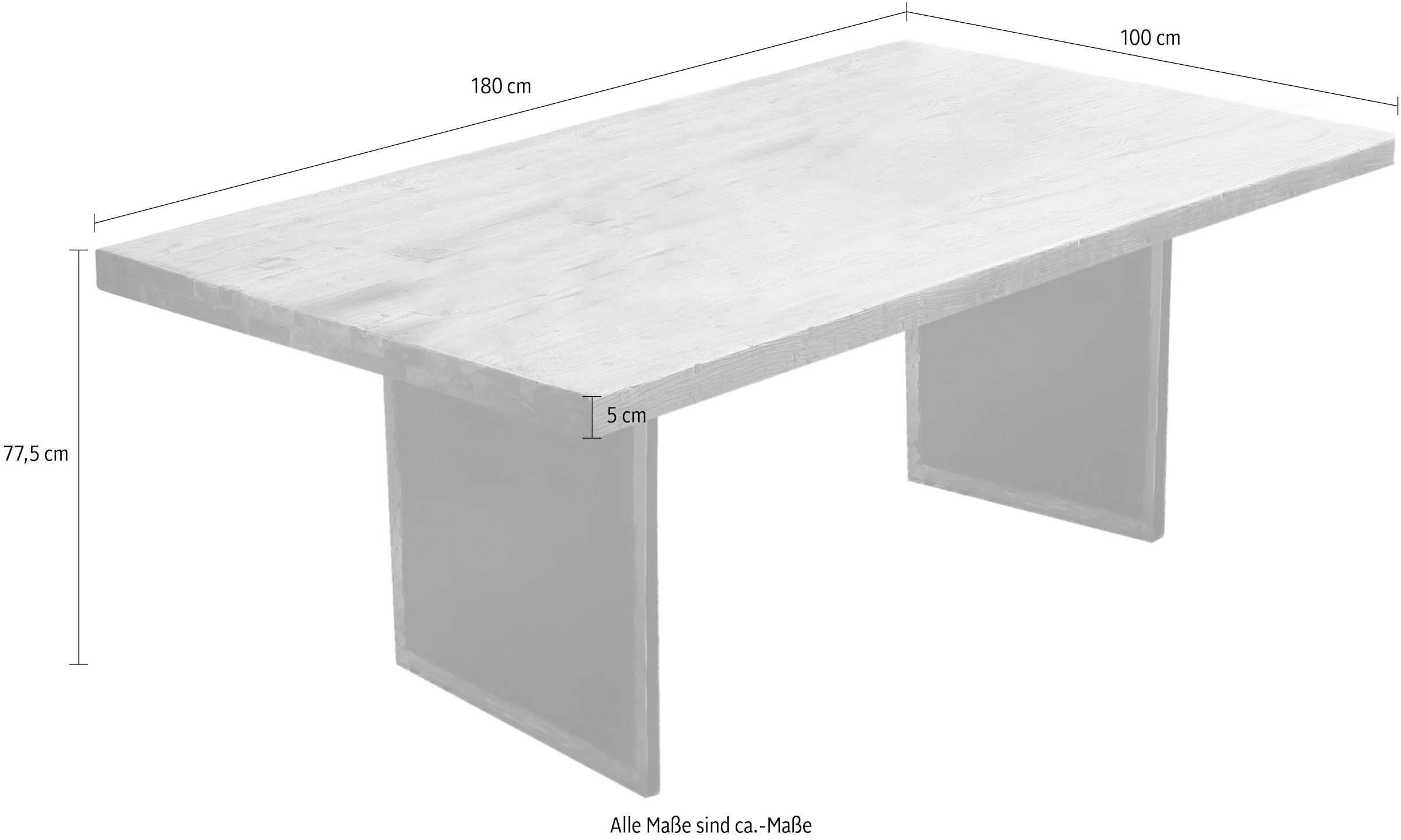 SIT Esstisch »Mainz aus recyceltem Teak mit extravagantem Metall-Wangengestell« 1 Stk. tlg. 50 mm starke Teakholzplatte & extravagantes Used-Look-Gestell