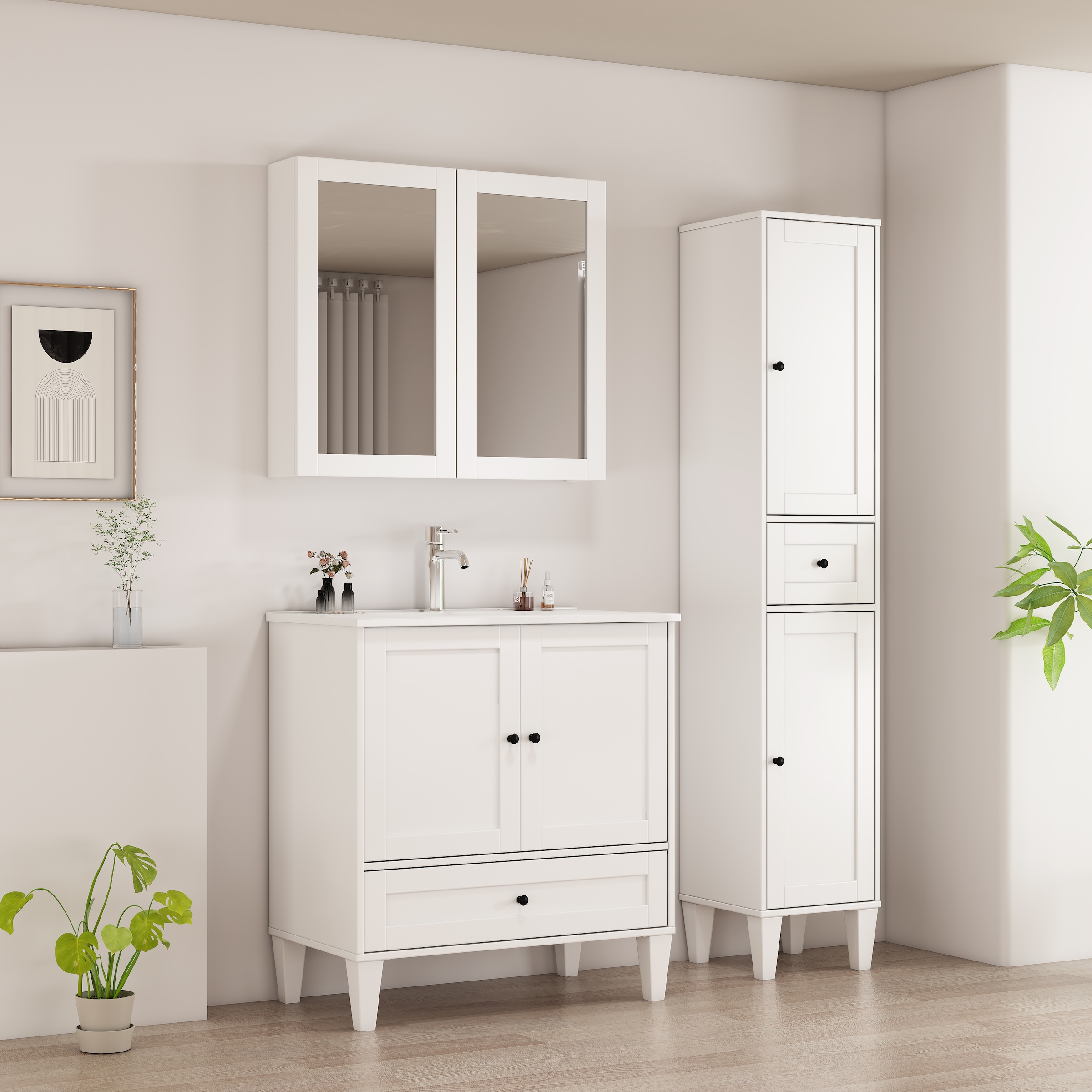 welltime Spiegelschrank »AMSTERDAM« platzsparender Spiegelschrank mit individuell verstellbarem Regalboden