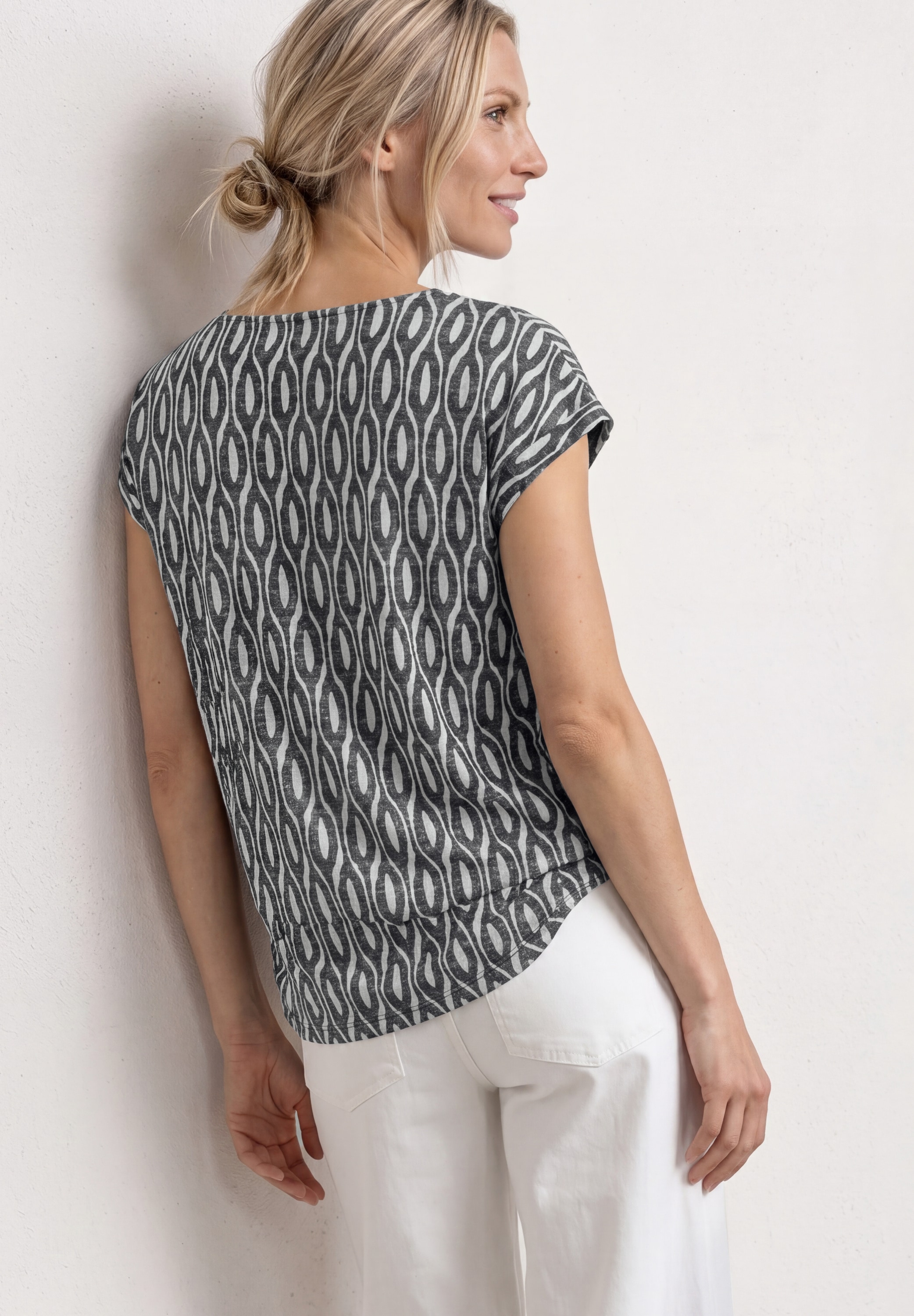 STREET ONE Haut de chemise Sommershirt im Ausbrenner-Look/mit Allover-Print