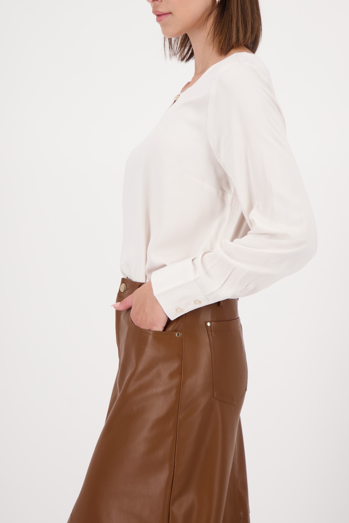 Monari Blouse à manches longues Regular fit mit Rundhalsausschnitt mit Schmuckdetail