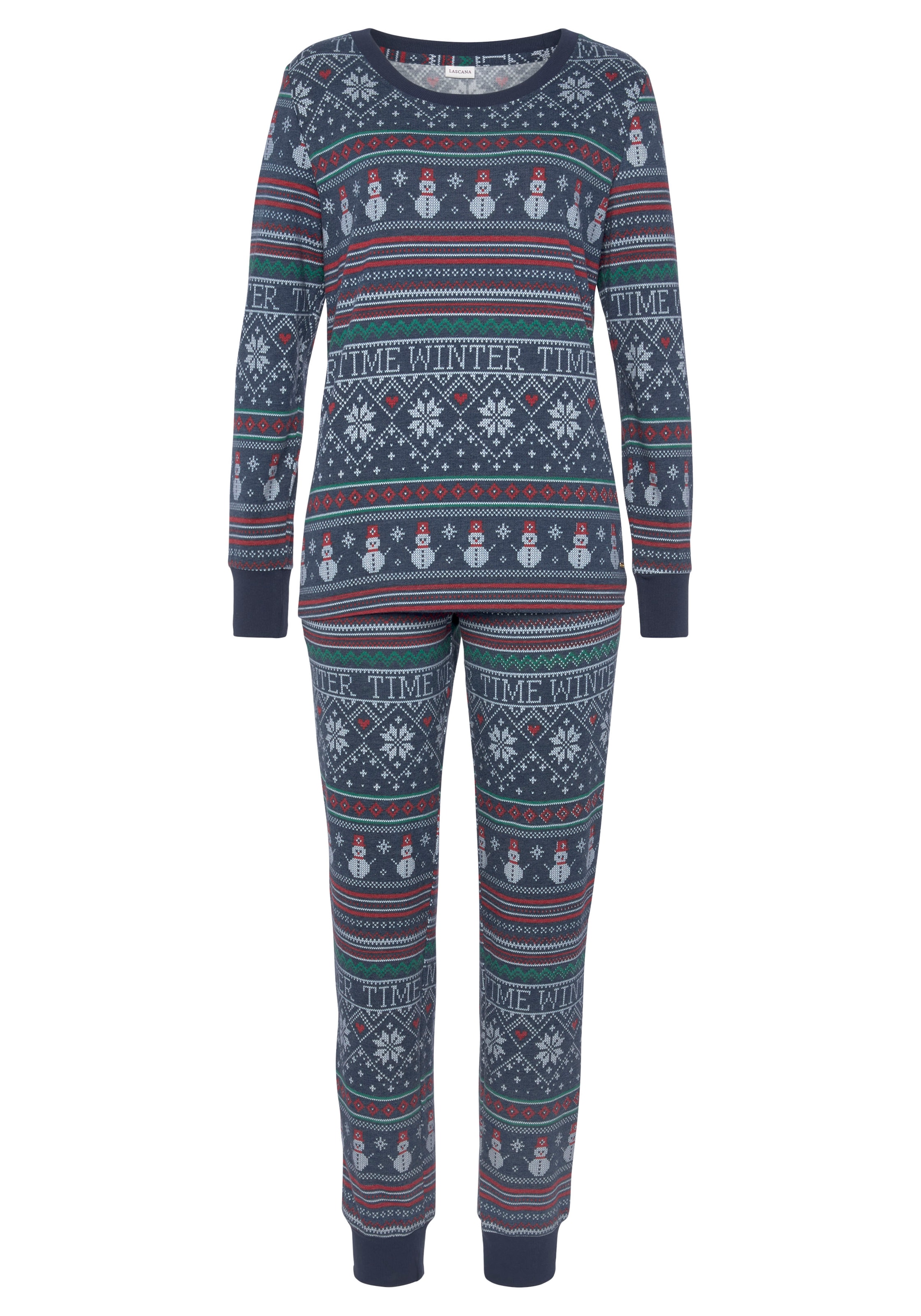LASCANA Pyjama 2 pièces mit winterlichem Druck