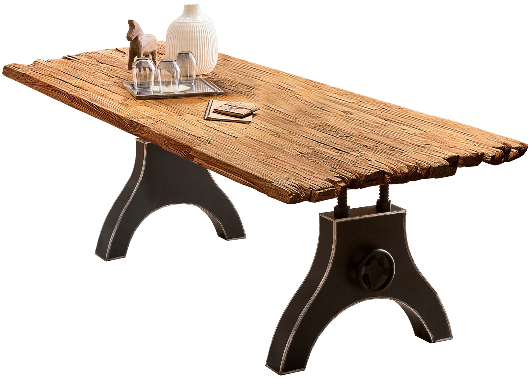 SIT Plateau de table »Tivoli aus recyceltem Teakholz mit rustikaler Bruchkante« 1 cuis tlg. Plateau de table épais de 50 mm avec bord marqué irrégulier