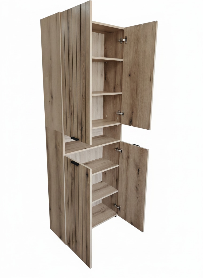 GOODproduct Hochschrank »Baltrum« Breite 69,8 cm dekorative Lamellenoptik