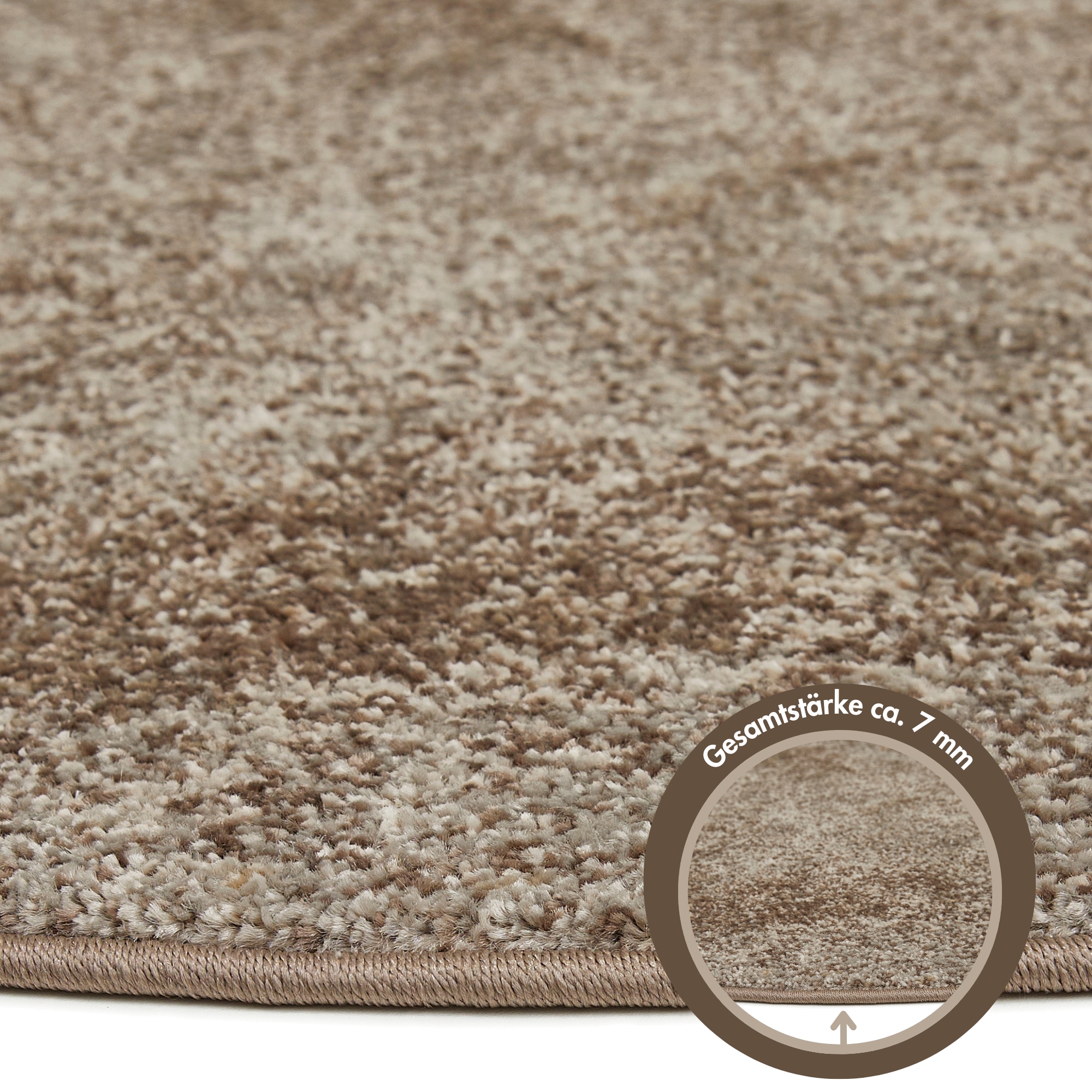 Andiamo Teppich »Luna« rund 7 mm Höhe Kurzflor, modernes Design, meliert, Wohnzimmer, Schlafzimmer