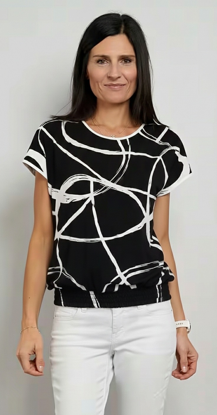 Seidel Moden T-shirt à manches courtes mit grafischem Muster - Rundhals  - MADE IN GERMANY