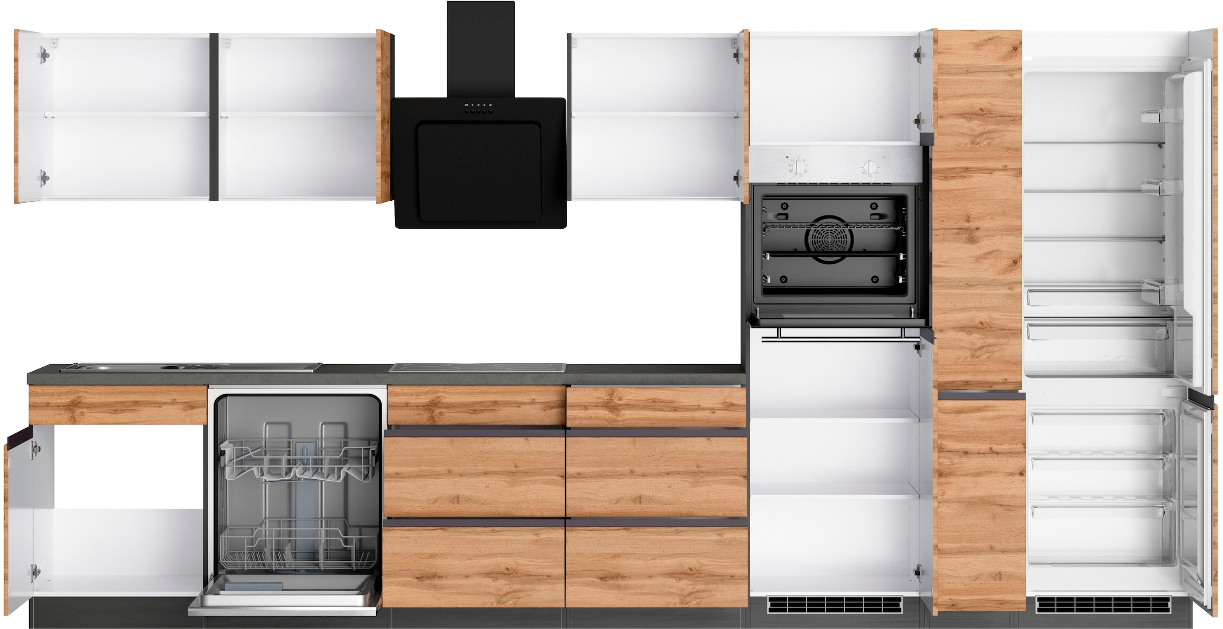 KOCHSTATION Kitchenette »KS-Riesa« largeur d’installation 390 cm, sans appareils électriques