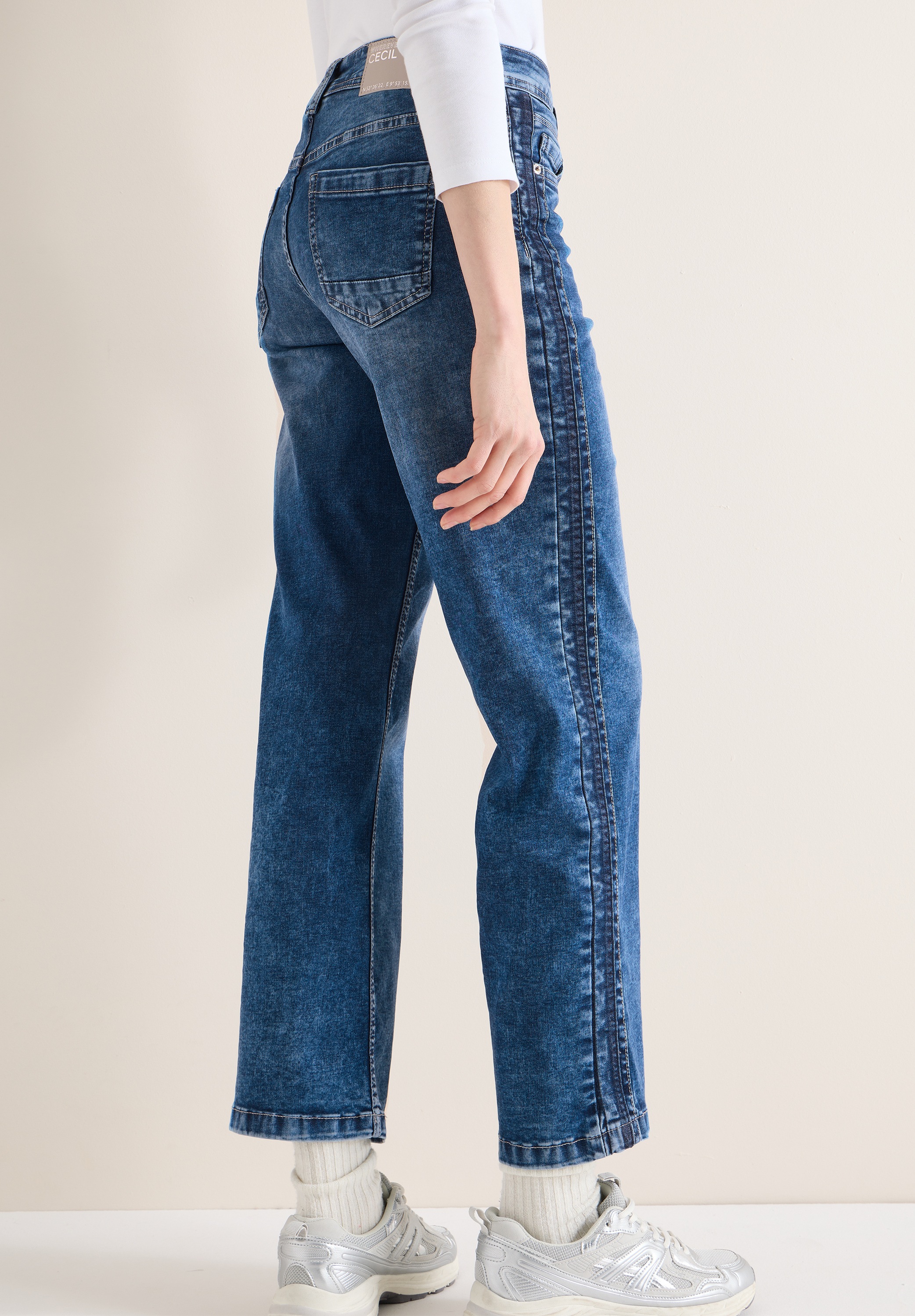 Cecil Jeans large »Style NEELE Mid Blue« mit tonalen Gallonstreifen und Stretch