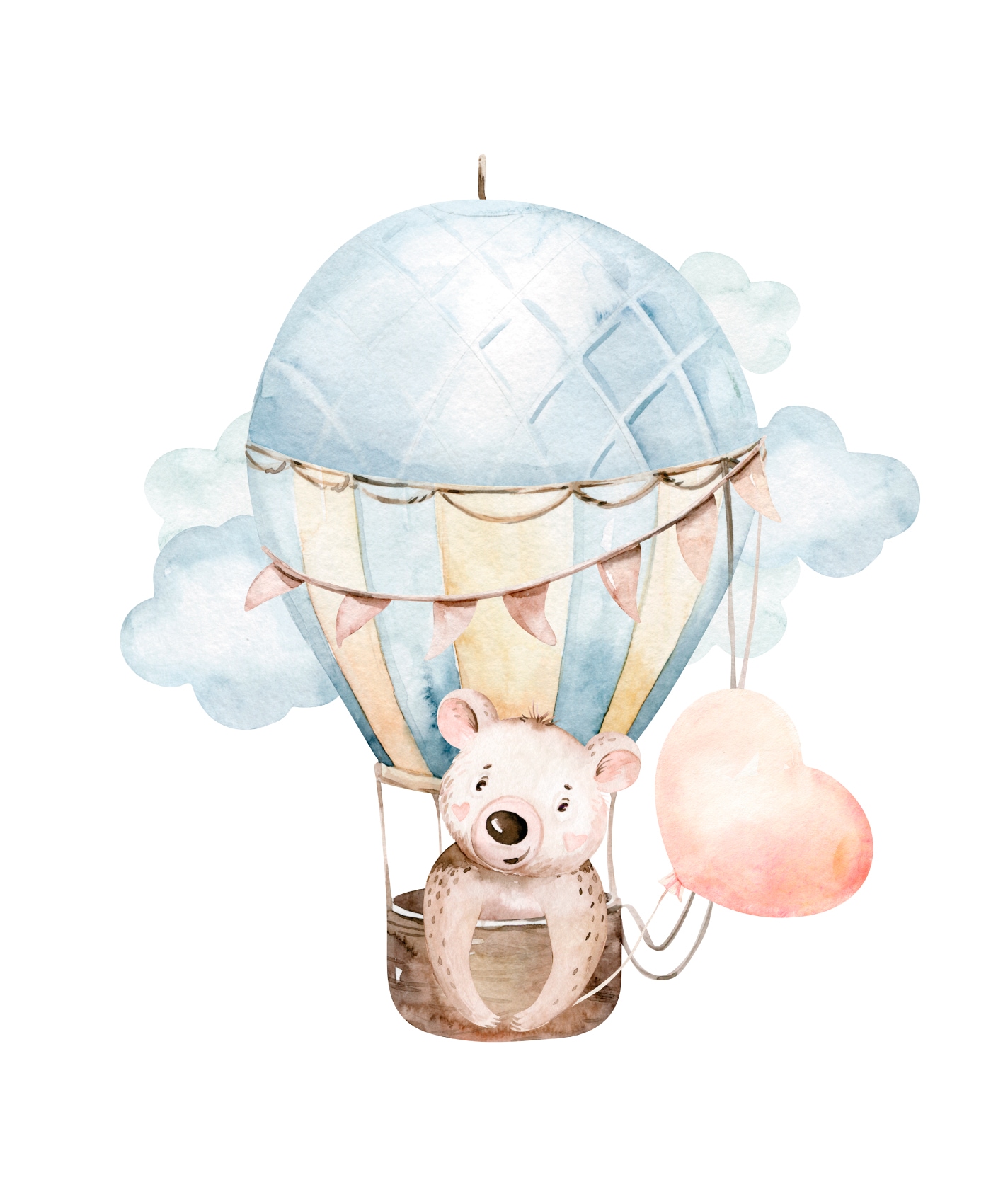 Lüttenhütt Bild mit Rahmen »oder Poster, Koala mit Herz im Heissluftballon« Ballonfahren | Bär | Fantasy | Heissluftballon | Koala | Tiere 1 Stk. tlg. HD Premium Druck