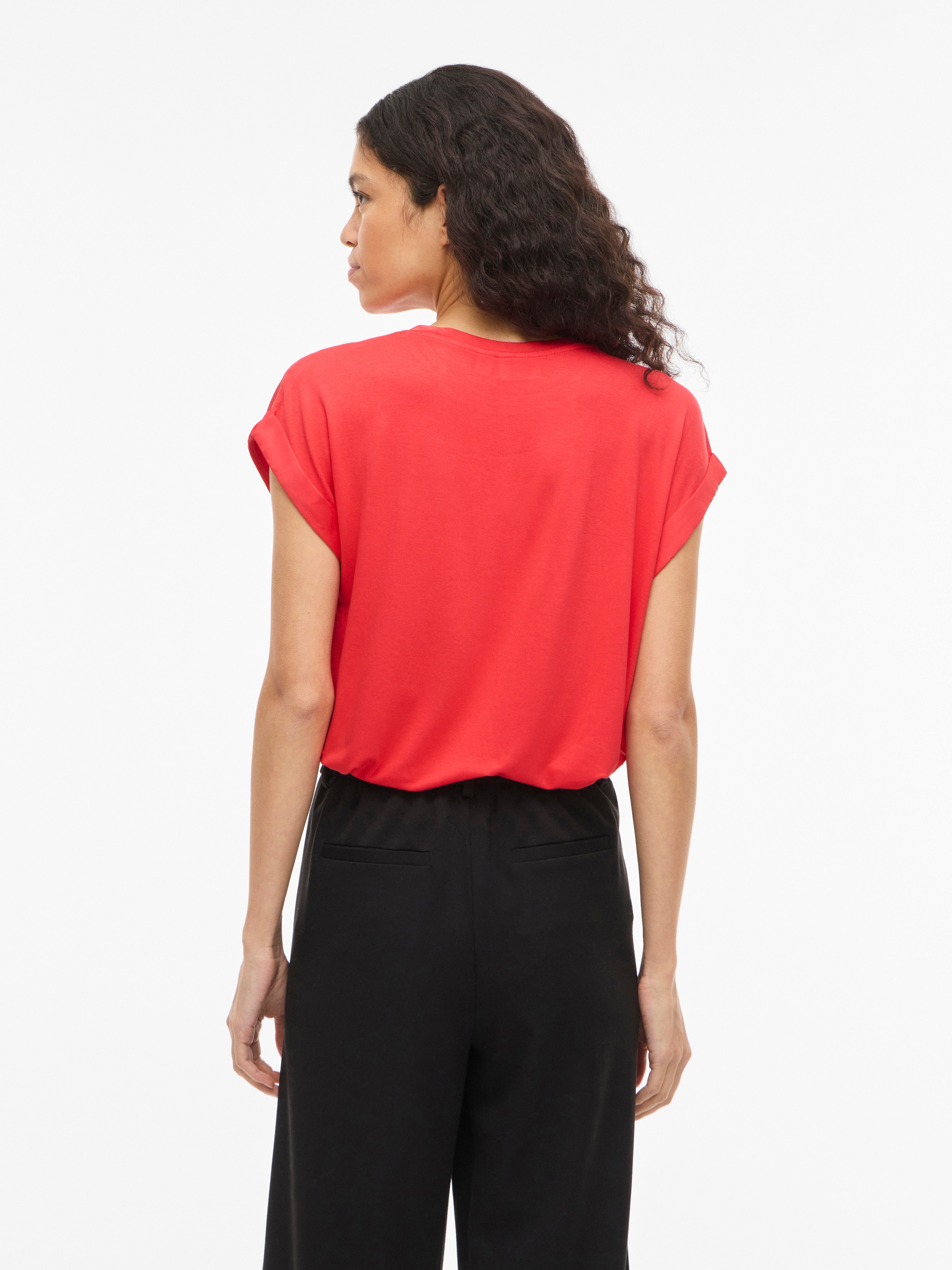 Vila T-shirt à manches courtes »VIELLETTE S/S SATIN TOP - NOOS« Kunstfaser, regular fit