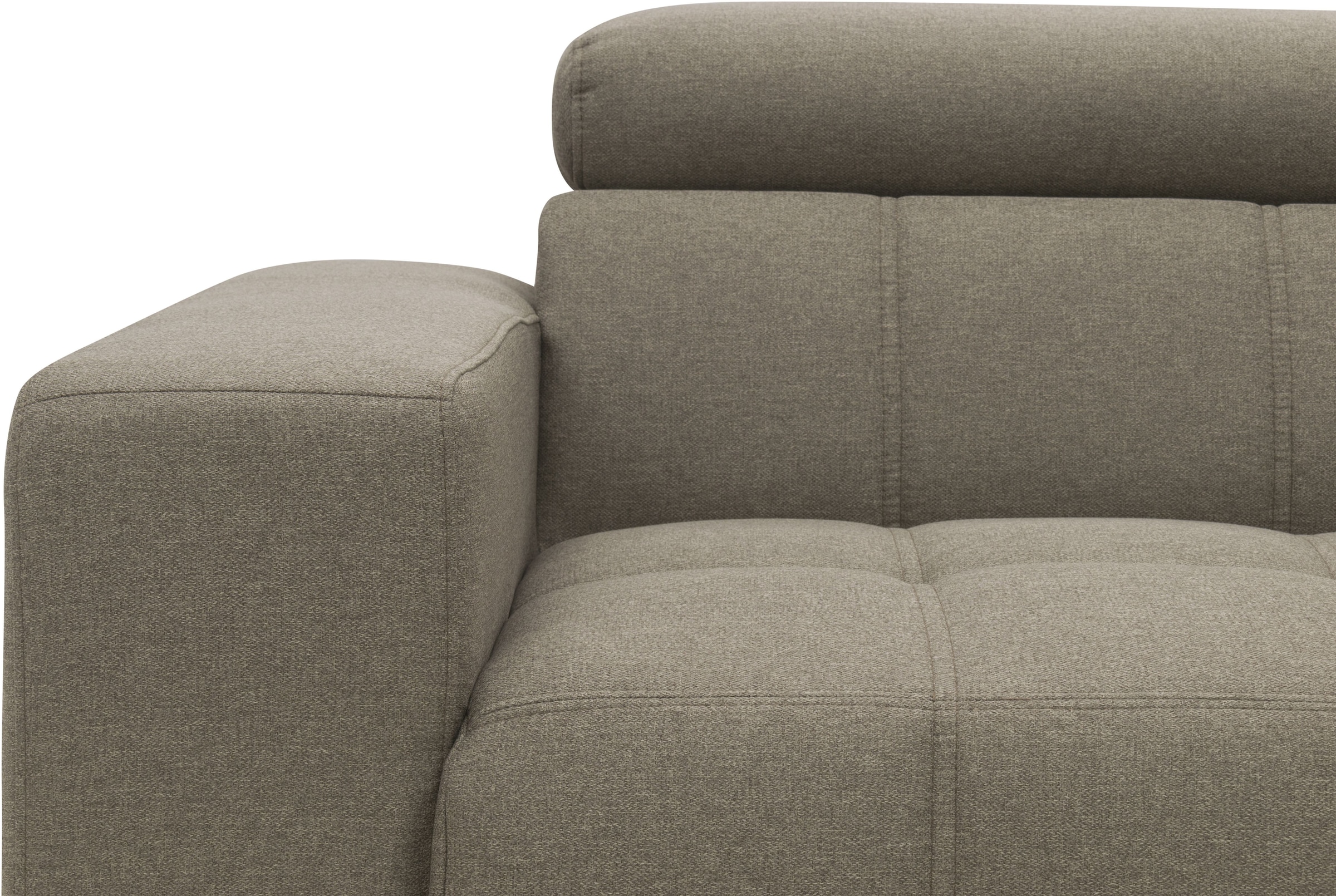 DOMO collection Ecksofa »Trento L-Form, mit Kufenfuss oder Einzelfuss« wahlweise mit Kopfteilverstellung, Recamiere links/rechts bestellbar