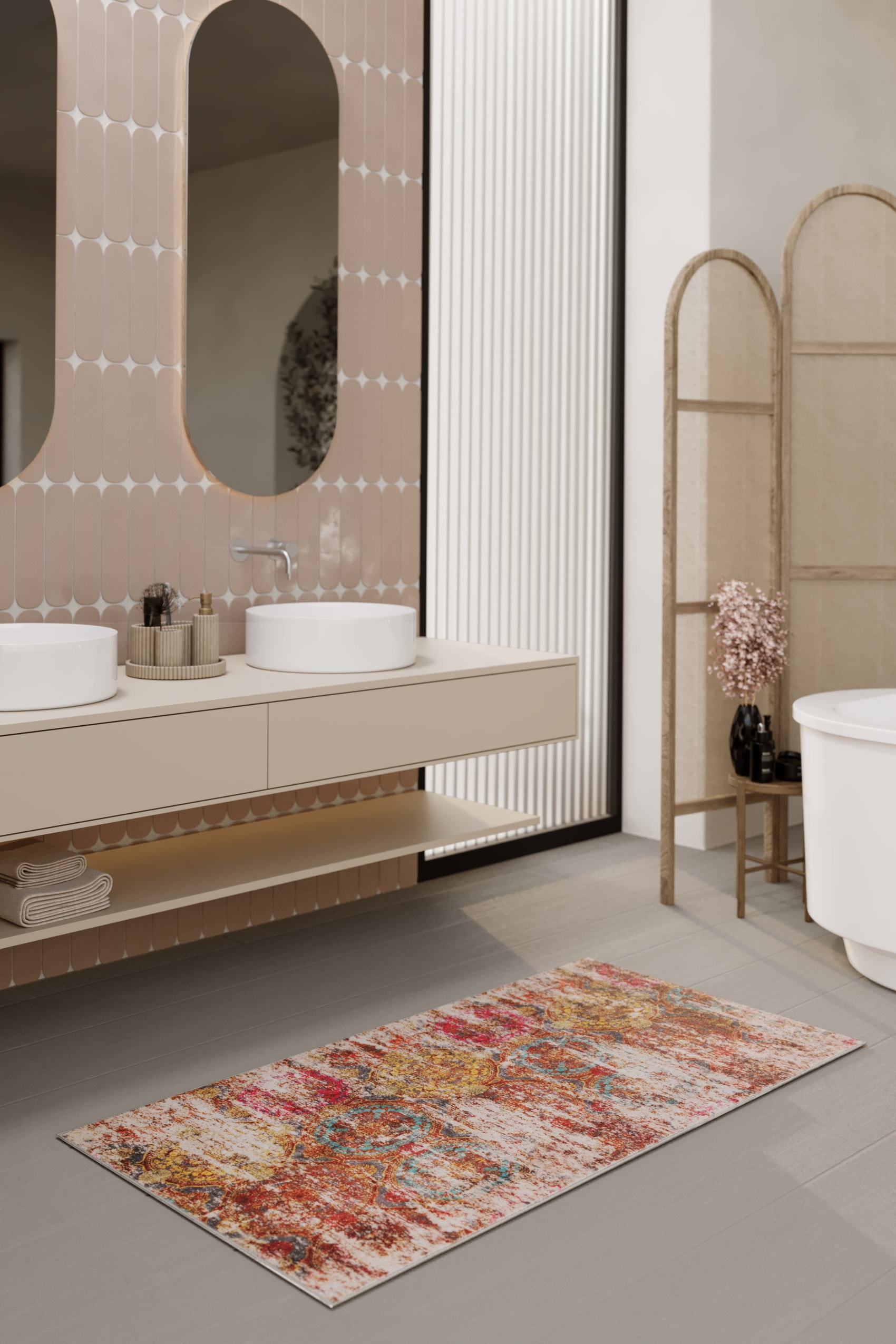 Wecon home Tapis de bain »Beach Front« Höhe 0,5 mm Vintage, waschbar, rutschfest, schnell trocknend, robust, Badteppich