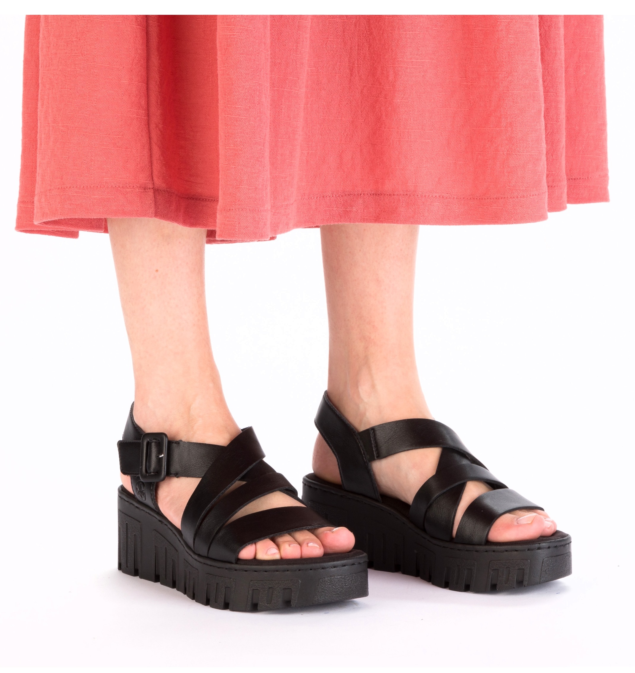 Rieker Sandales à plateforme  chaussure d’été, sandalette compensée avec fermeture velcro