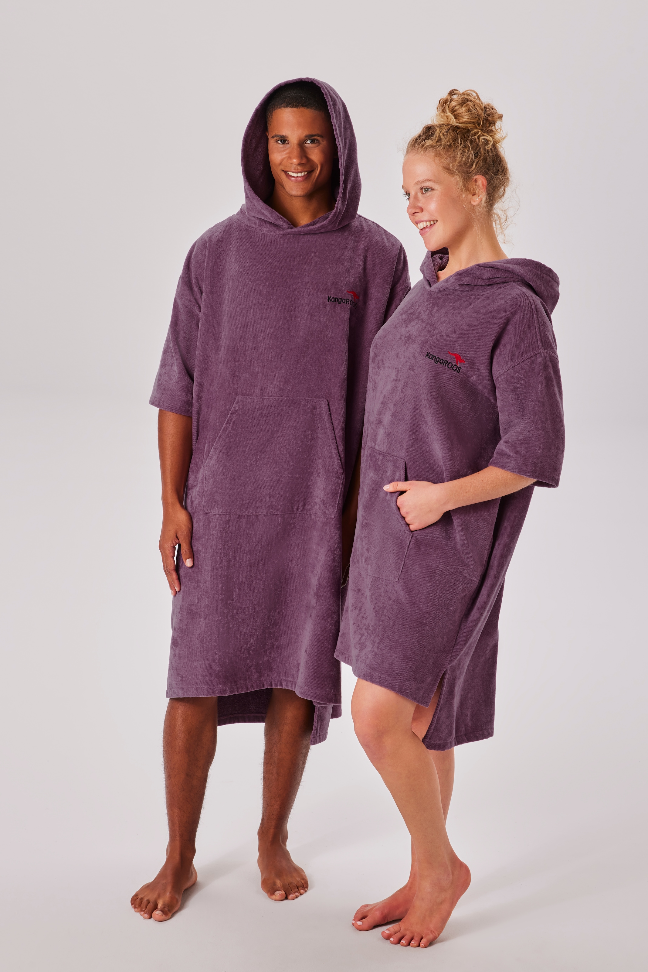 KangaROOS Poncho de bain »Summer, ideal für Sauna, Spa & im Urlaub, Damen & Herren« 1 cuis Surfponcho, mit Bauchtasche, 100% Baumwolle, Frottee