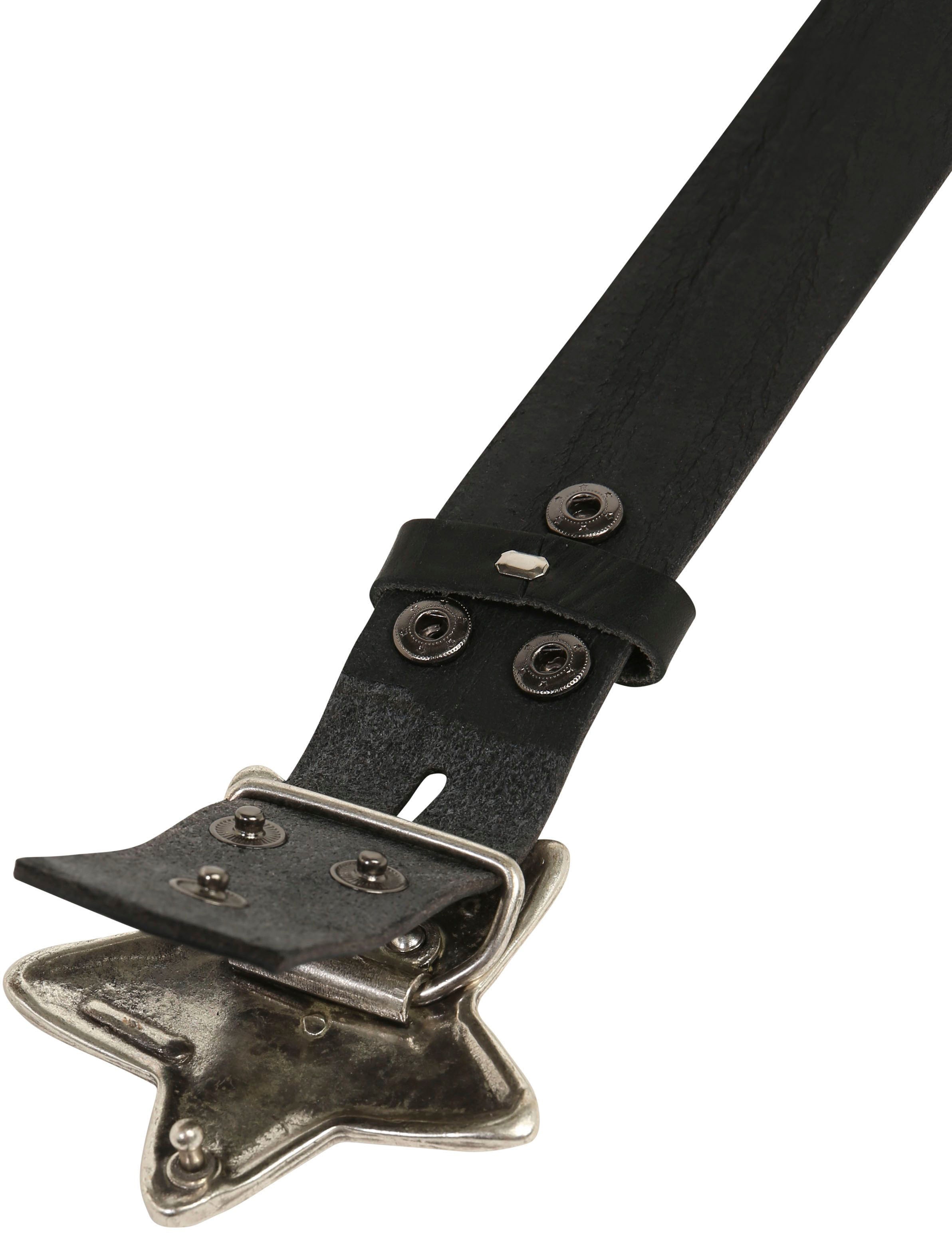 Rettungsring Gürtel Ceinture en cuir mit Stern-Koppelschliesse