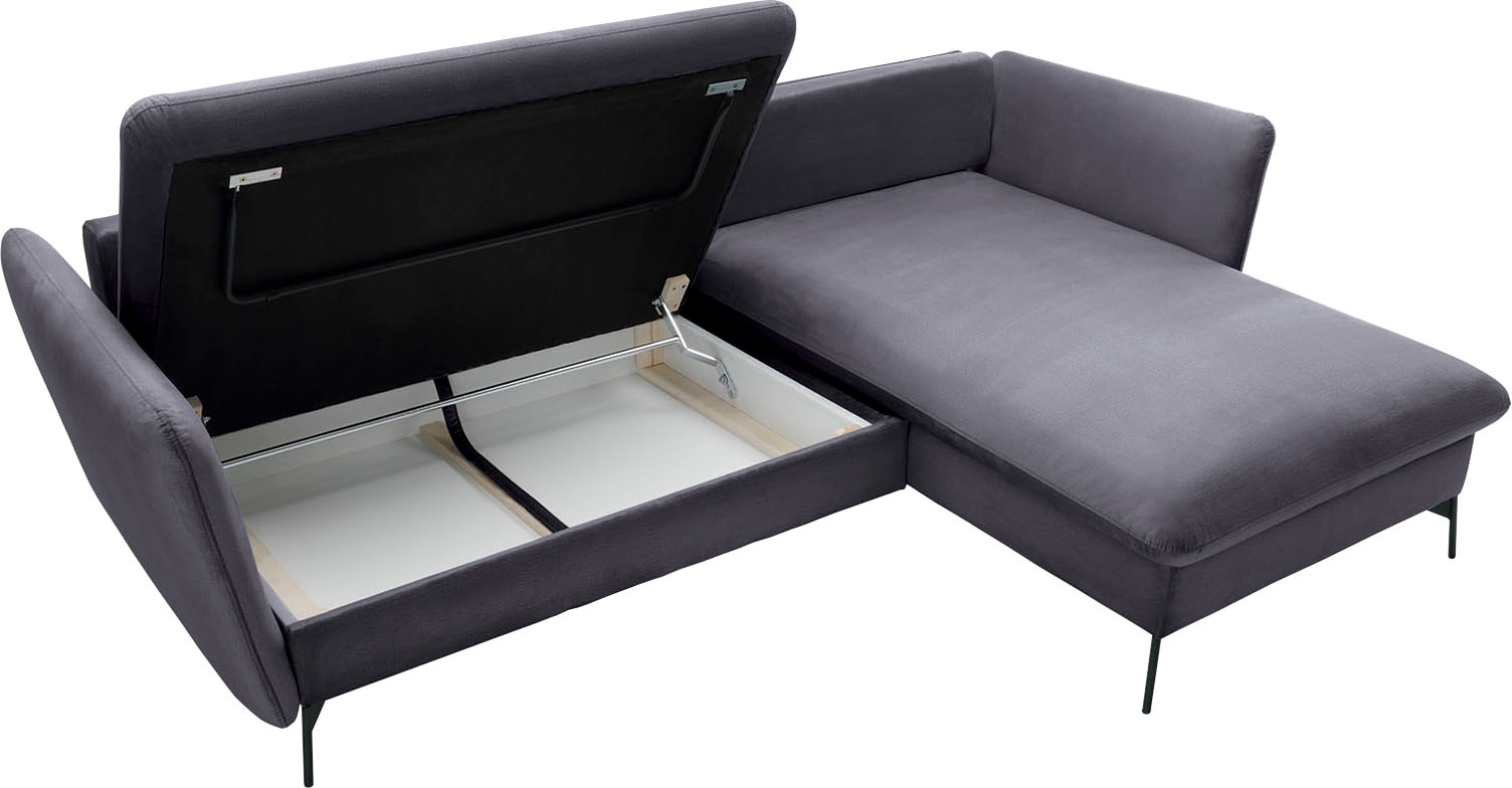 GOODproduct Ecksofa »LIVORNO,258 cm, L-Form,« Schlaffunktion u. Bettkasten (139/224cm), Samt, Struktur, Webstoff
