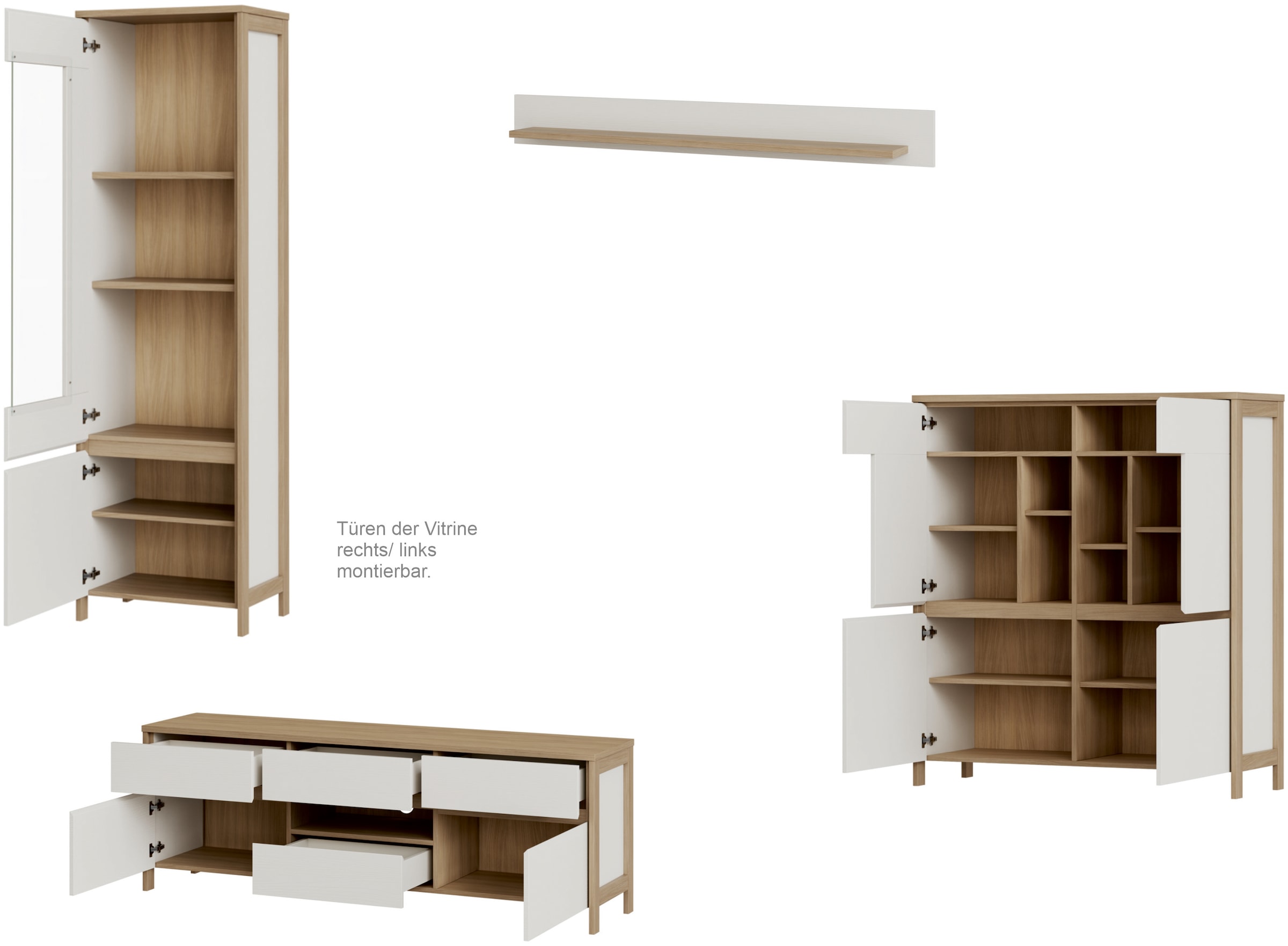 Home affaire Meuble mural »Stranda, moderne Anbauwand, Komplettset im Scandi-Style« 4 cuis tlg.