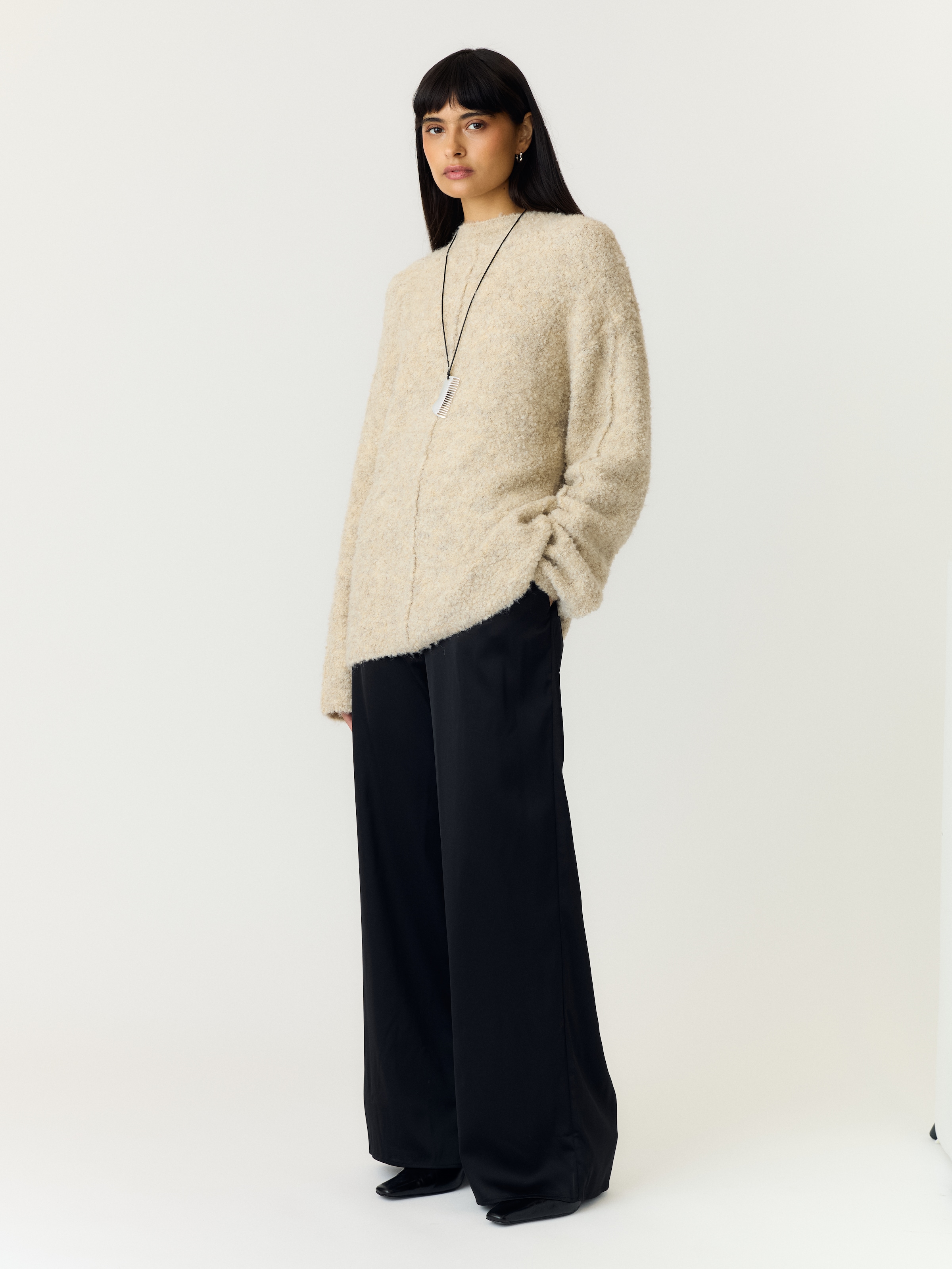 Y.A.S Pull à col montant »YASPLIRA LS HIGH NECK PULLOVER NOOS« Materialmix mit Wolle