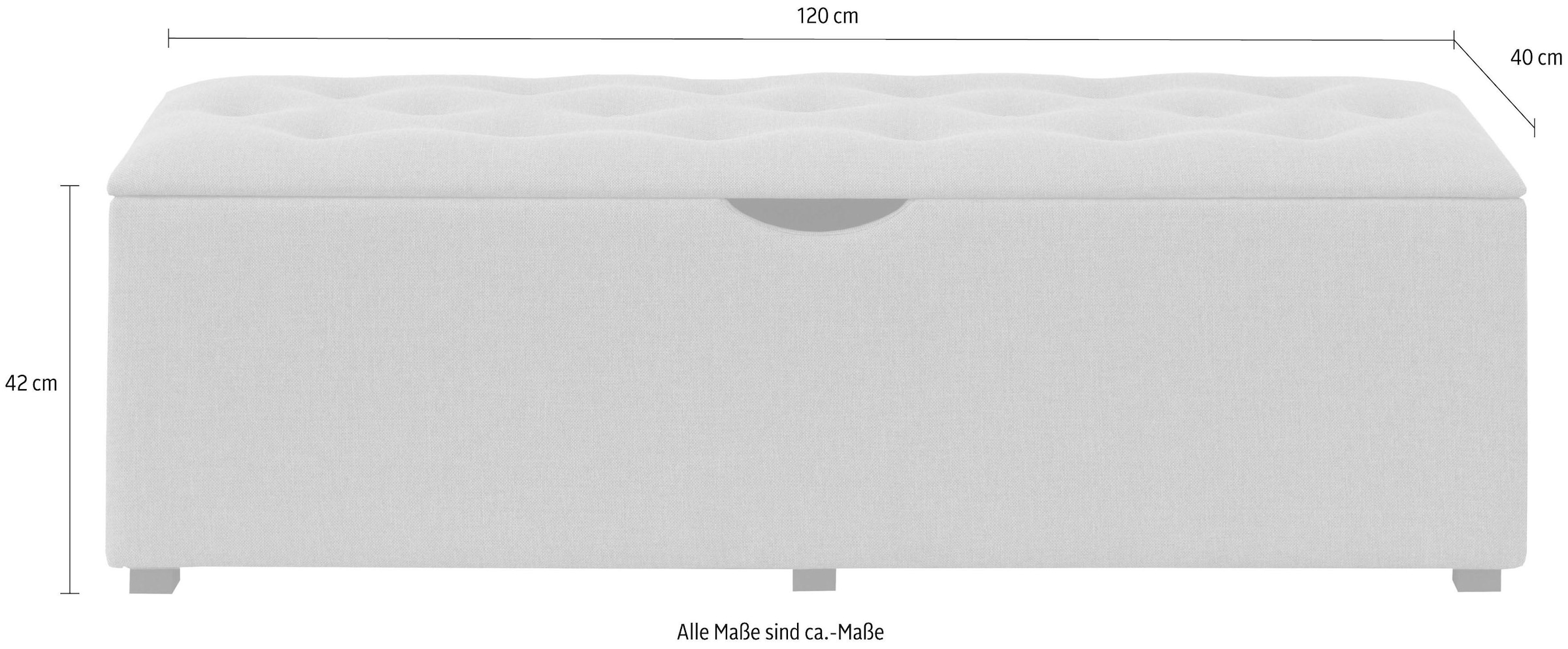 PLACES OF STYLE Hockerbank »Knobbed« Hockerbank mit Stauraum, Breite 120 cm und 160 cm