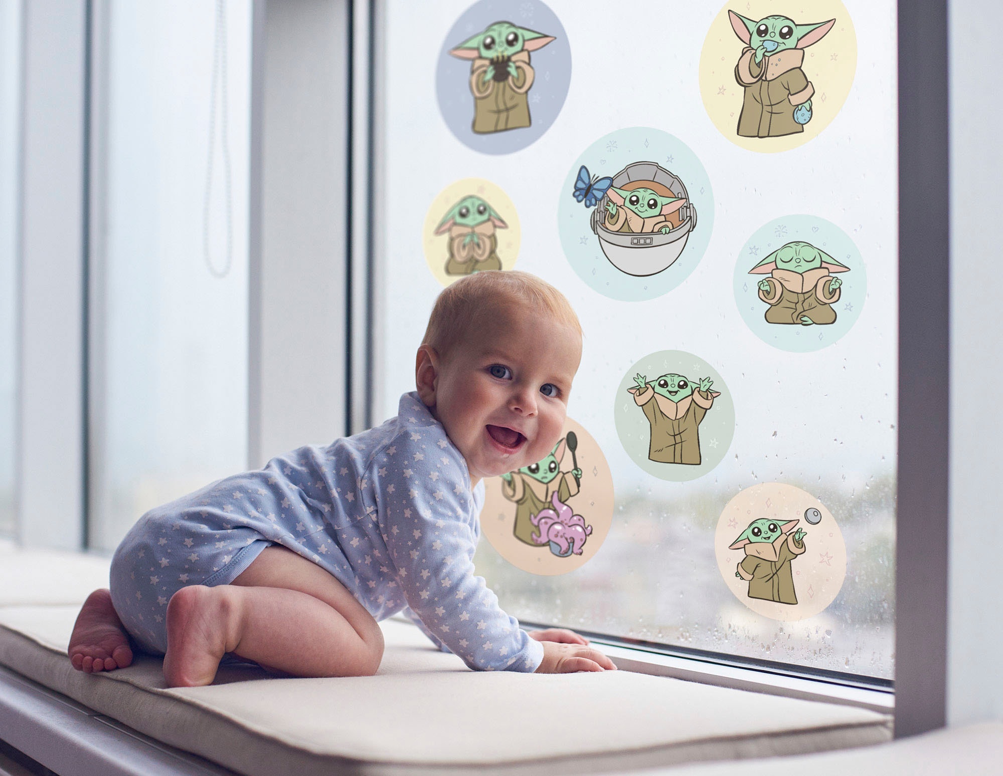 Komar Tableau de fenêtre »Grogu - Padawan Bubbles - Grösse 30 x 30 cm, 2 Bogen«