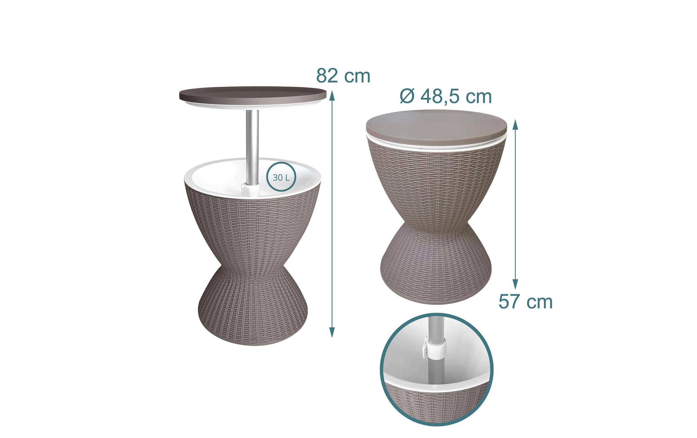 relaxdays Table d'appoint »mit Kühlfunktion 30 L 48.5 x 82 cm«