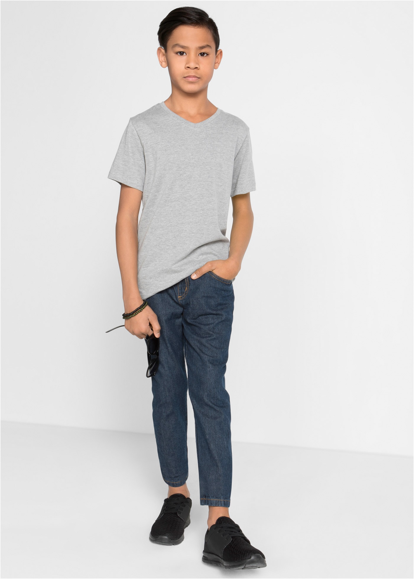 bonprix Pantalon à enfiler »Regular Fit Schlupfhose aus reiner Baumwolle, Straight (3er-Pack)«  Regular Fit Schlupfhose aus reiner Baumwolle, Straight (3er-Pack)