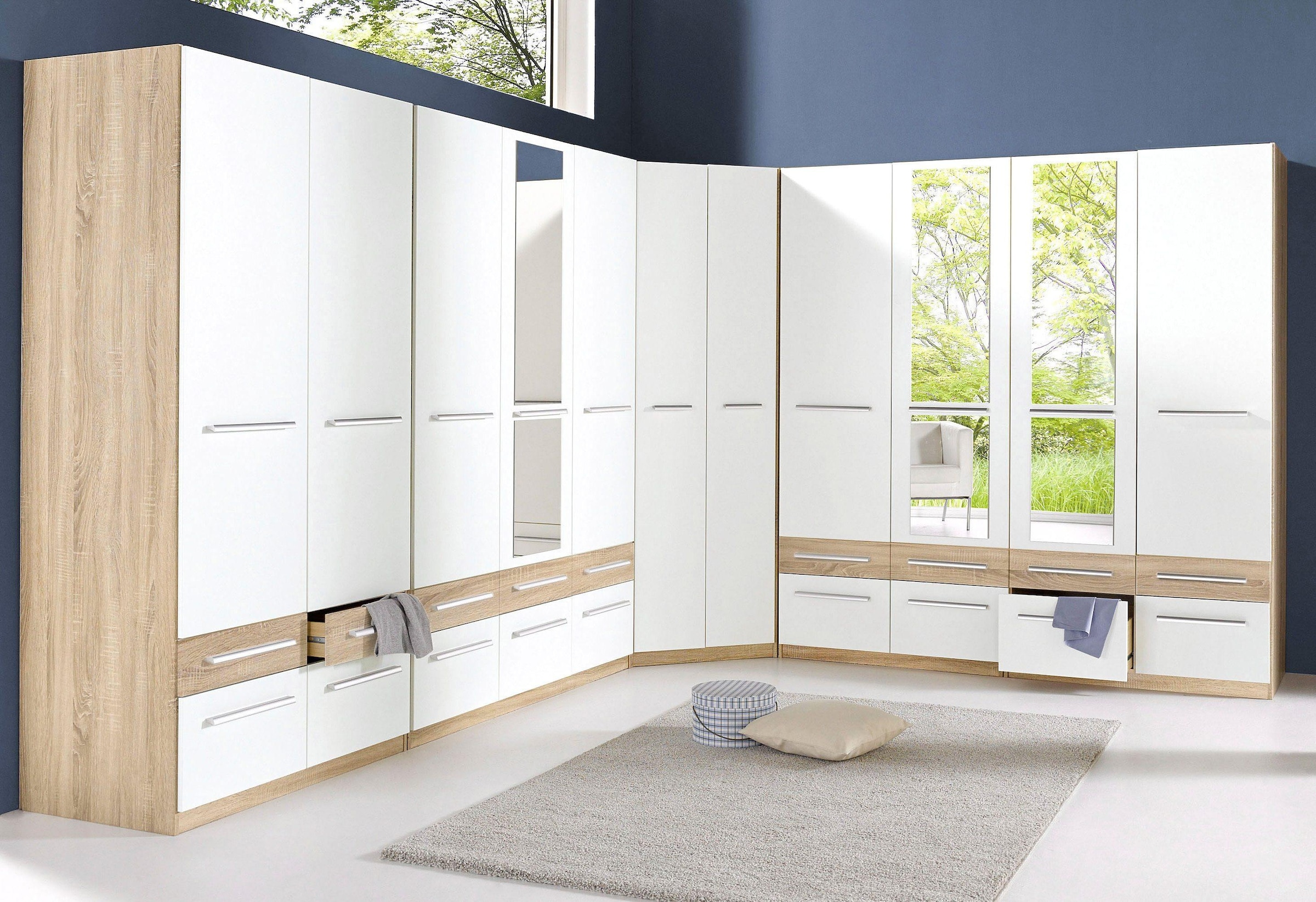 priess Eckkleiderschrank »Barcelona Kleiderschrank Ecklösung Raumwunder« in 2 Tiefen Schrank Eckschrank Garderobe