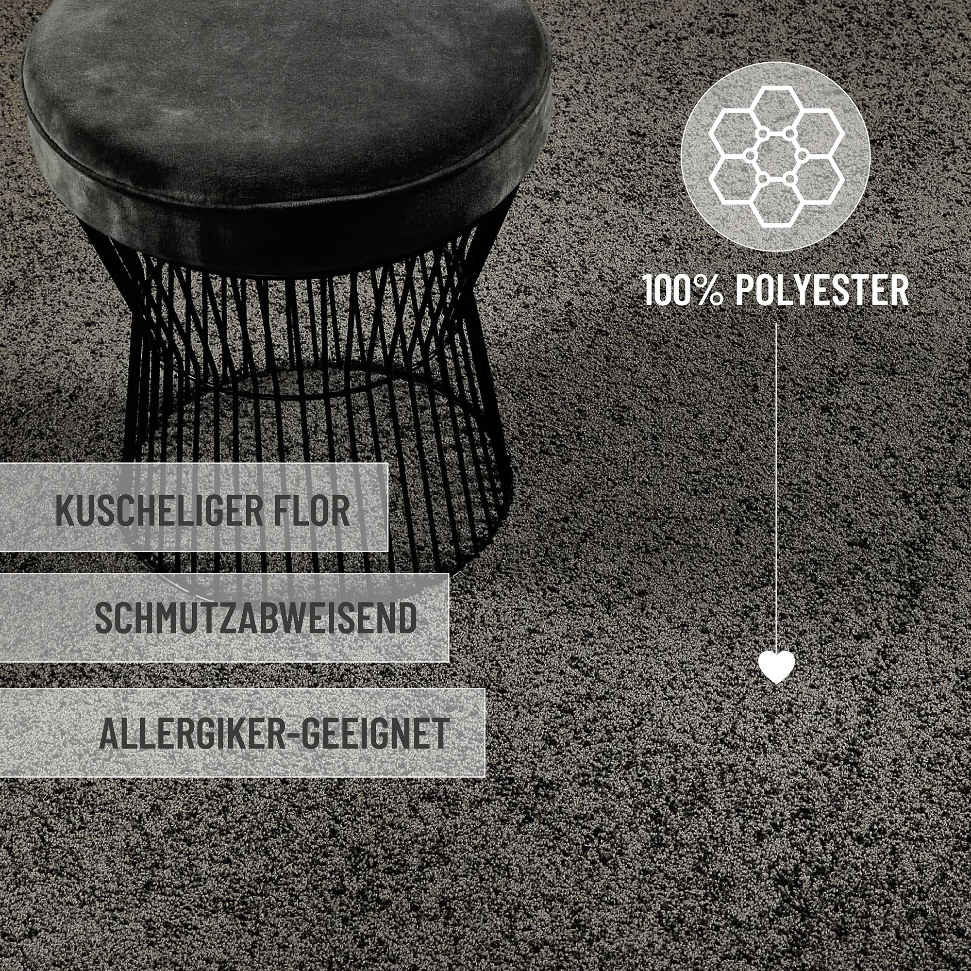 Wecon home Basics Tapis à poils longs »Nova« Rond 25 mm Höhe Shaggy, gewebt, robust, Wohnzimmer, Schlafzimmer