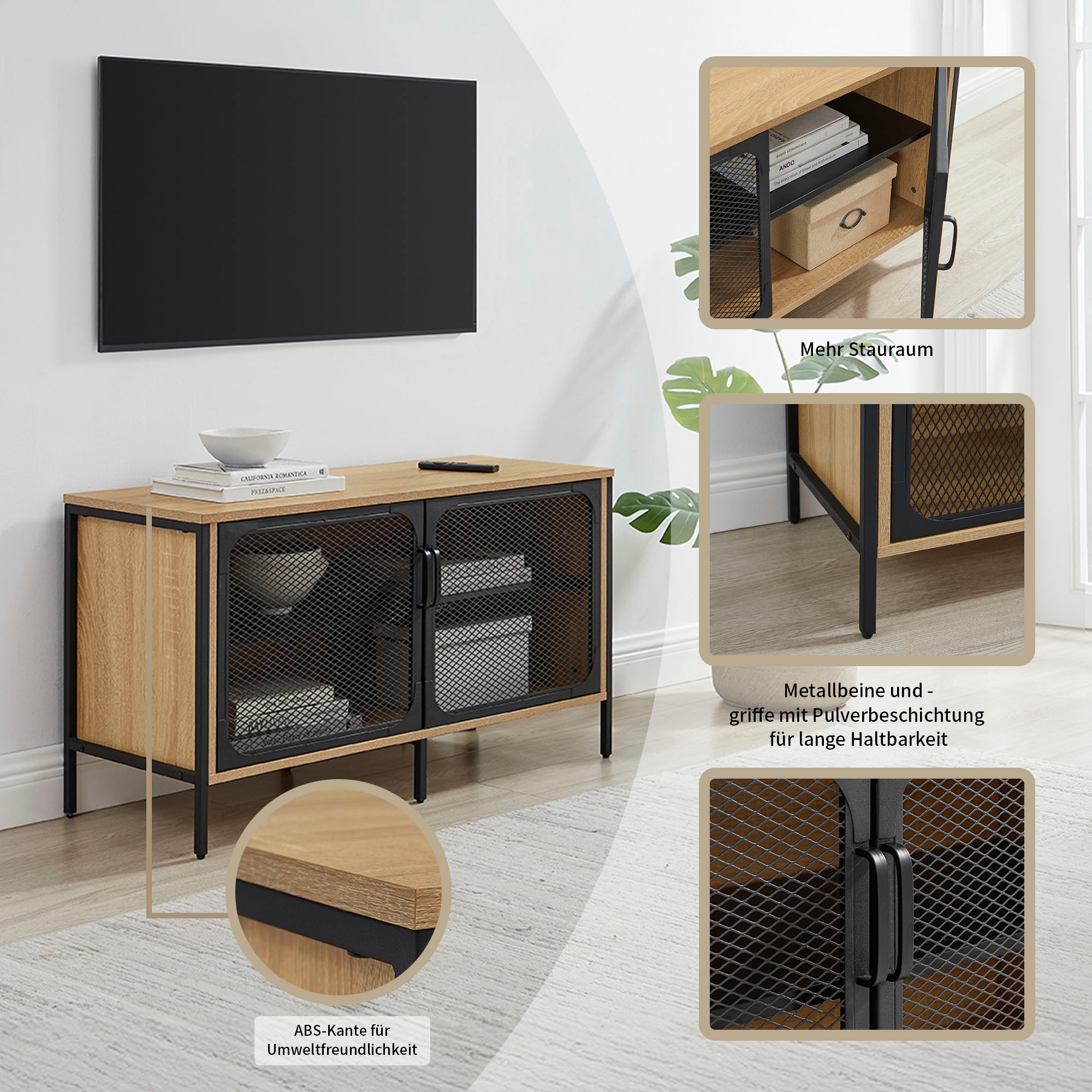 GOODproduct TV-Board »Amance« mit natürlichen ABS-Kanten und langlebigem Metallgestell