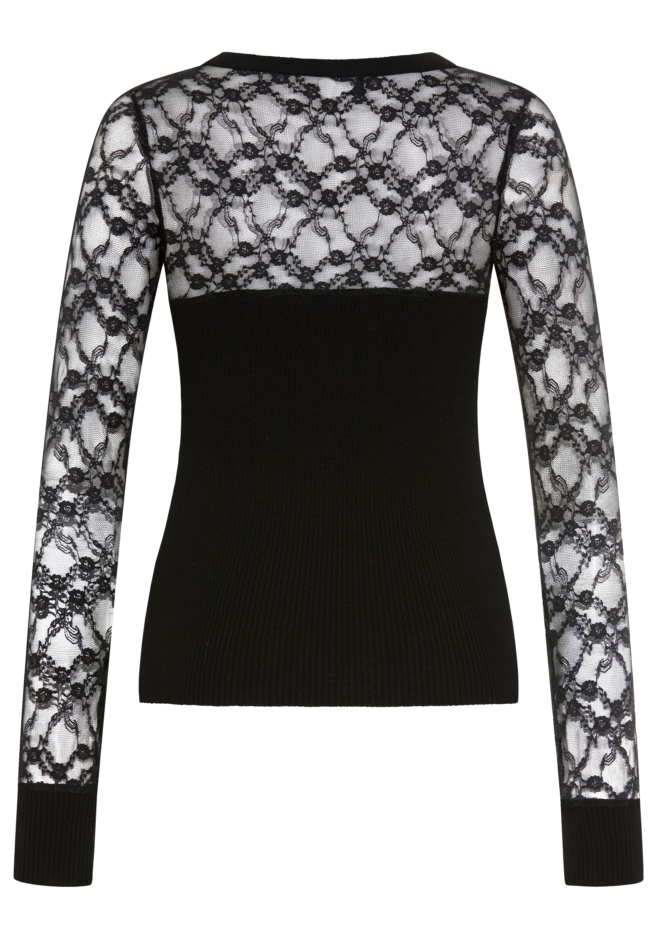 Laura Scott Pull en tricot »mit figurbetonter Passform, aus Rippstrick« en mélange de viscose douce, avec dentelle