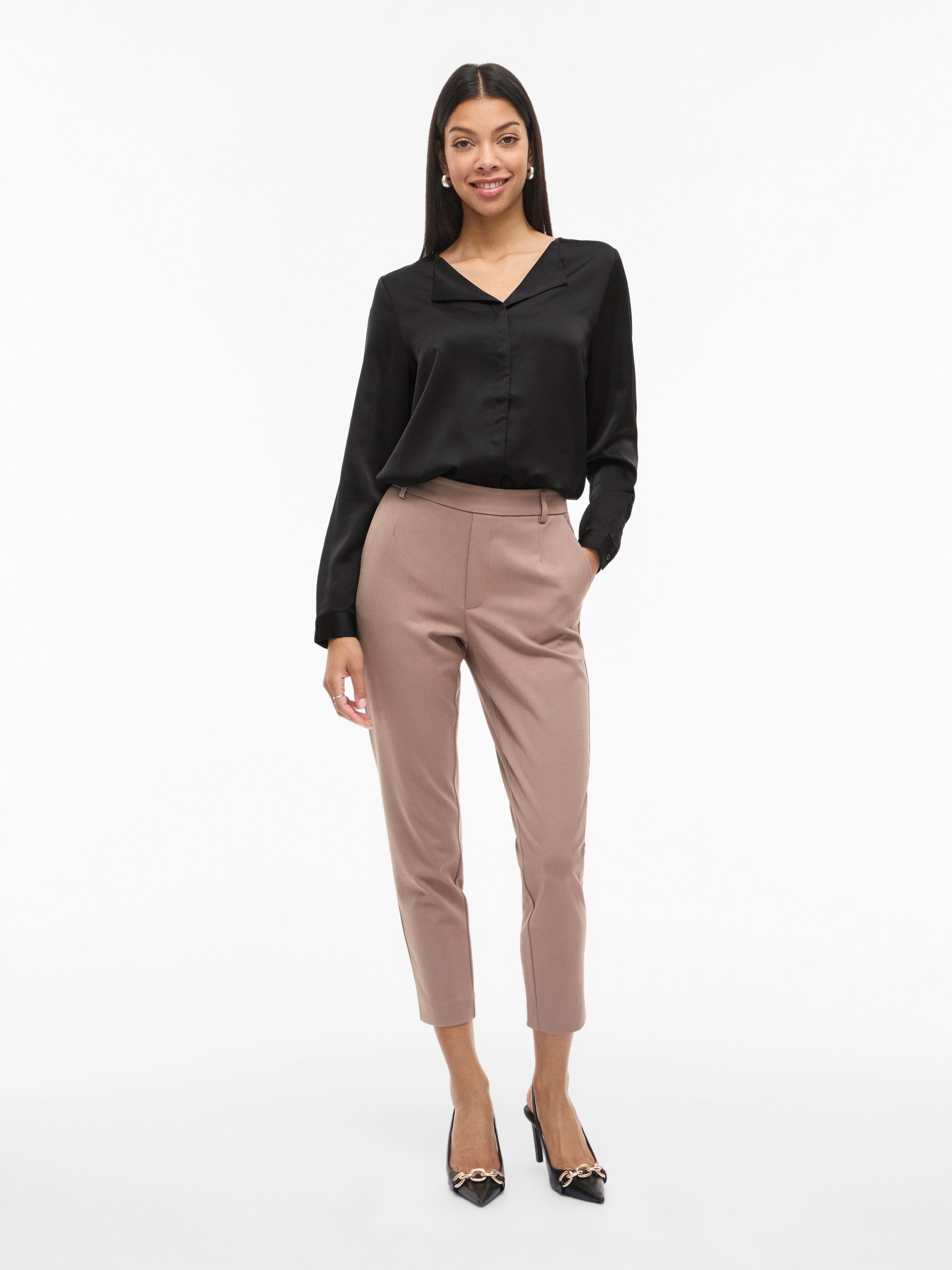 Vila Blouse chemise »VIELLETTE V-NECK L/S SATIN SHIRT - NOOS«