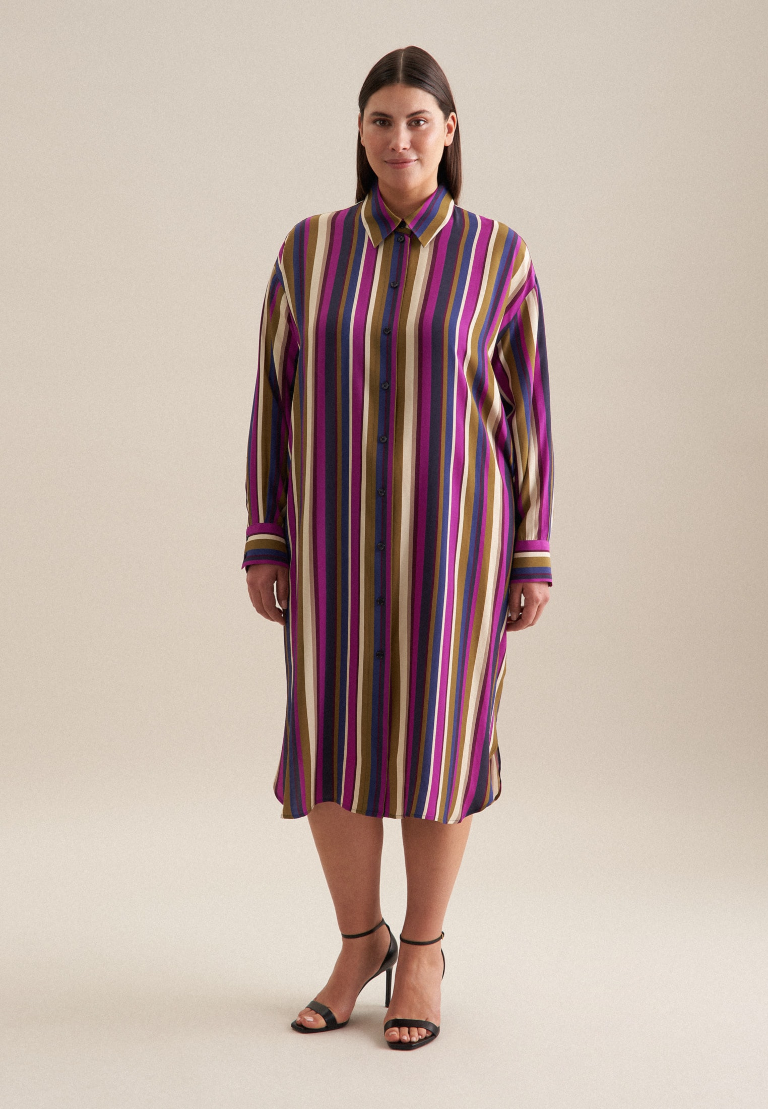 seidensticker Sommerkleid »Schwarze Rose« Langarm Kragen Druck