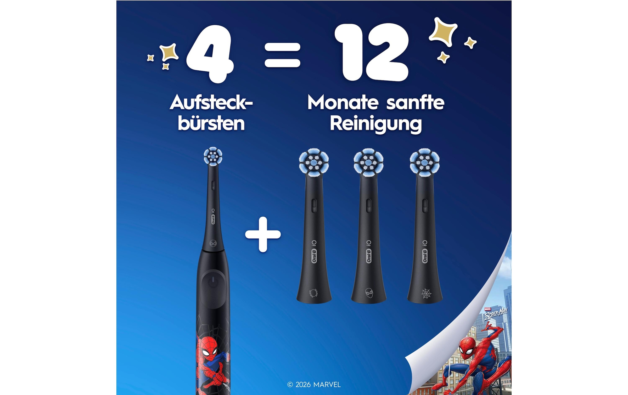 Oral-B Aufsteckbürsten »iO Kids 6+ Marvel Spiderman« Sanft zu wackeligen Zähnen & Zahnfleisch, ab 6 Jahren