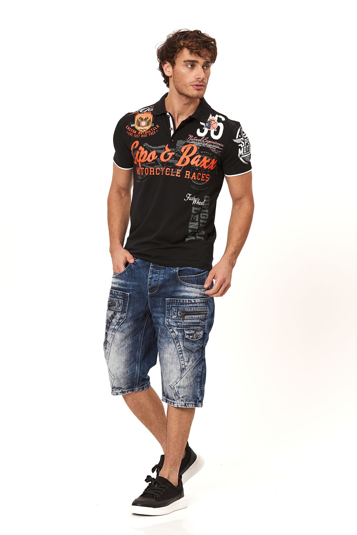 Cipo & Baxx Bermuda en jean Baumwolle, regular fit