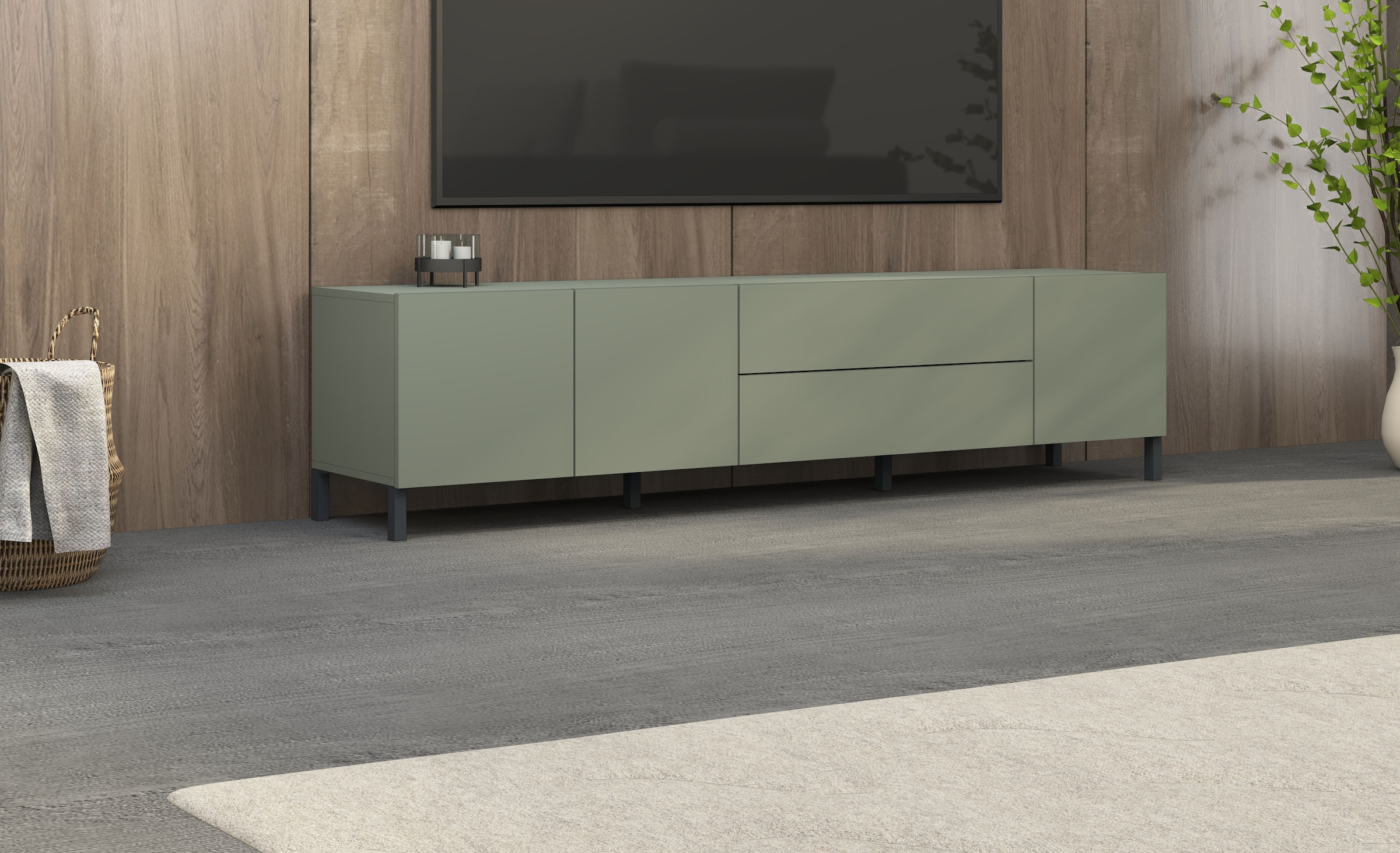 borchardt Möbel Lowboard »Sophia, Tv-Schrank Breite 190 cm« Metallfüsse, grifflose Optik