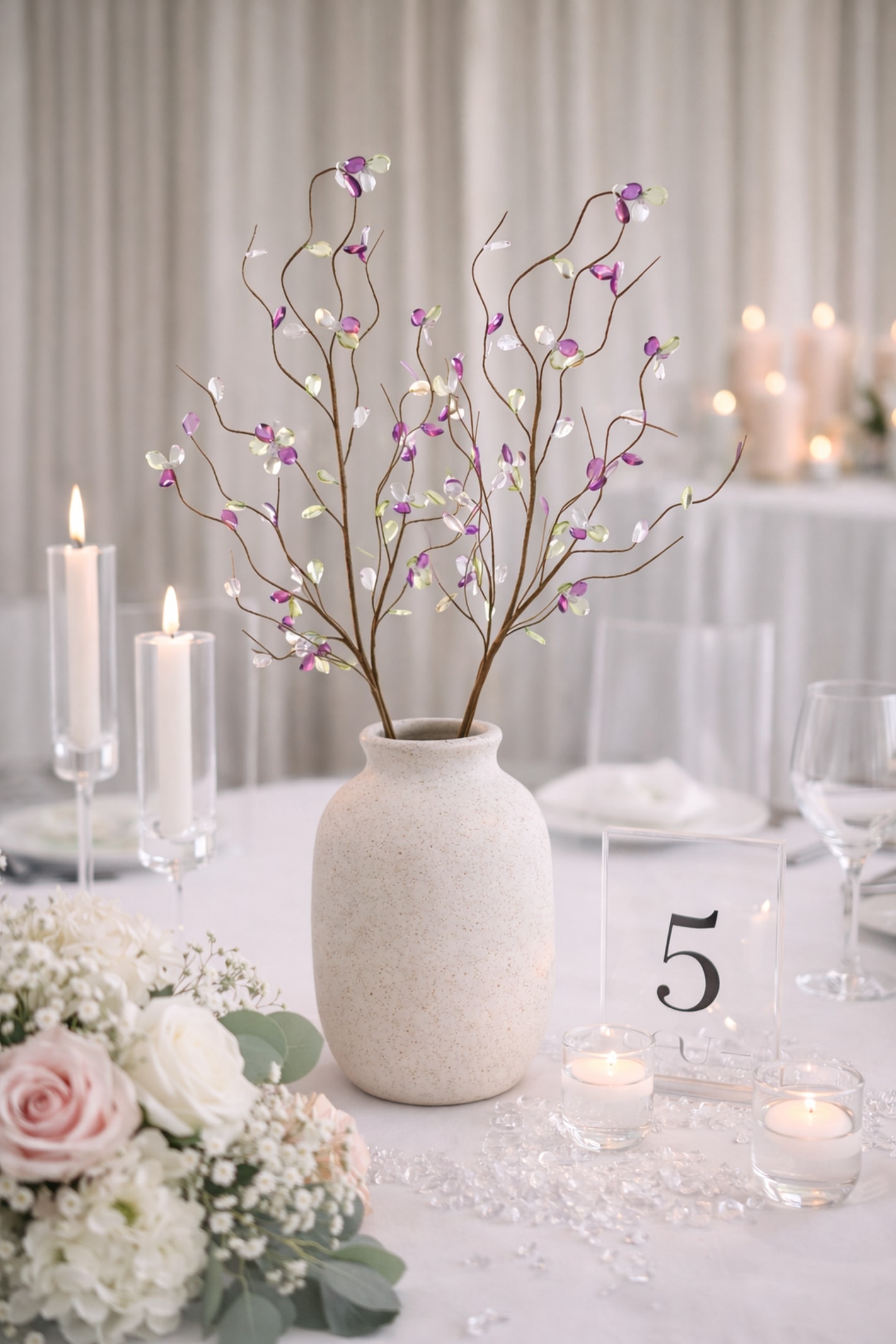 I.GE.A. Branche artistique »Deko-Zweig mit Blüten« 2er Set Ast Blume Einzelblume Floristik Hochzeit Kränze Kunstblume