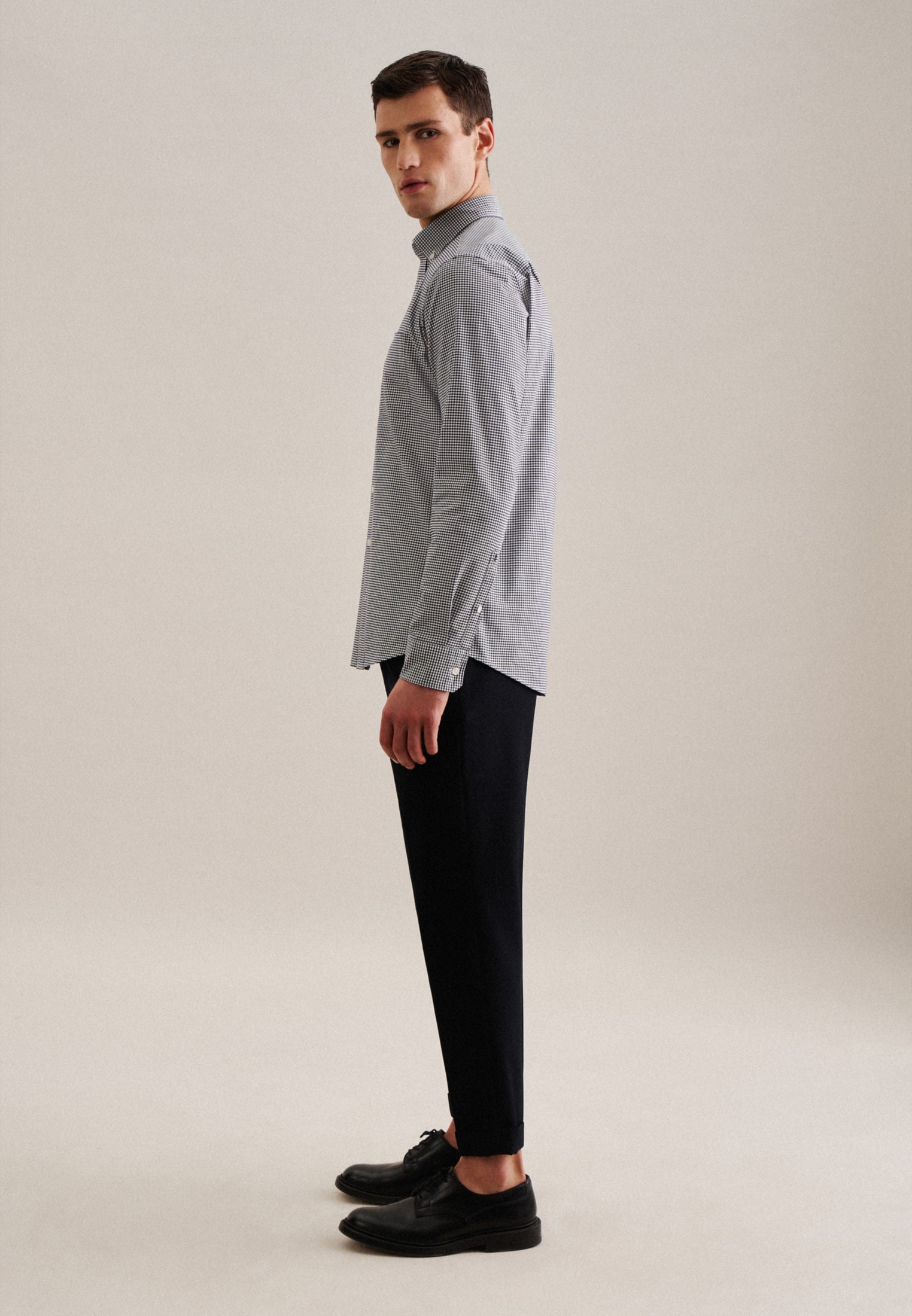 seidensticker Chemise d'affaires »Schwarze Rose« Regular 1/1 Button-Down-Kragen Karo