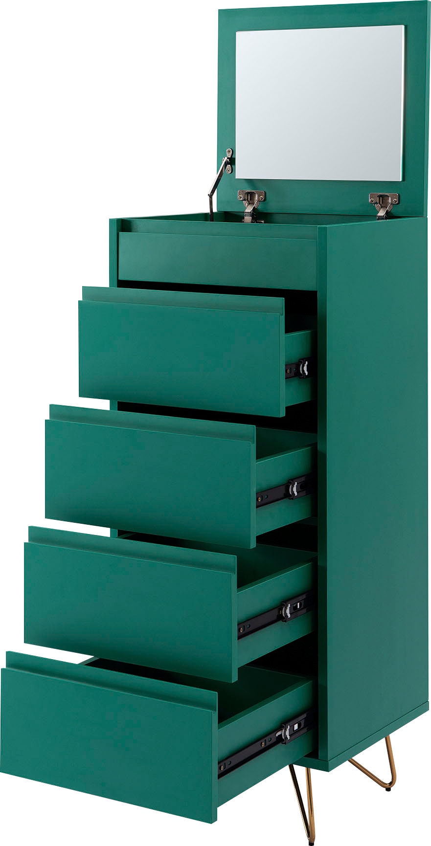 SalesFever Commode haute »Bolton - Elegante Schubkastenkommode« Spiegel im Klappdeckel