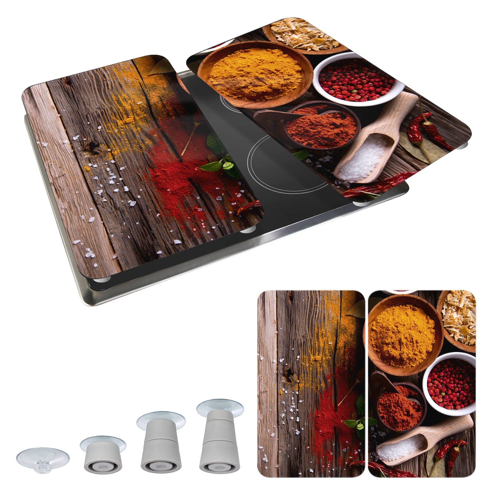 WENKO Herd-Abdeckplatte »Universal Modell Gewürze« Herdabdeckung für alle Herdarten, kratzfest, mit rutschfesten Füssen