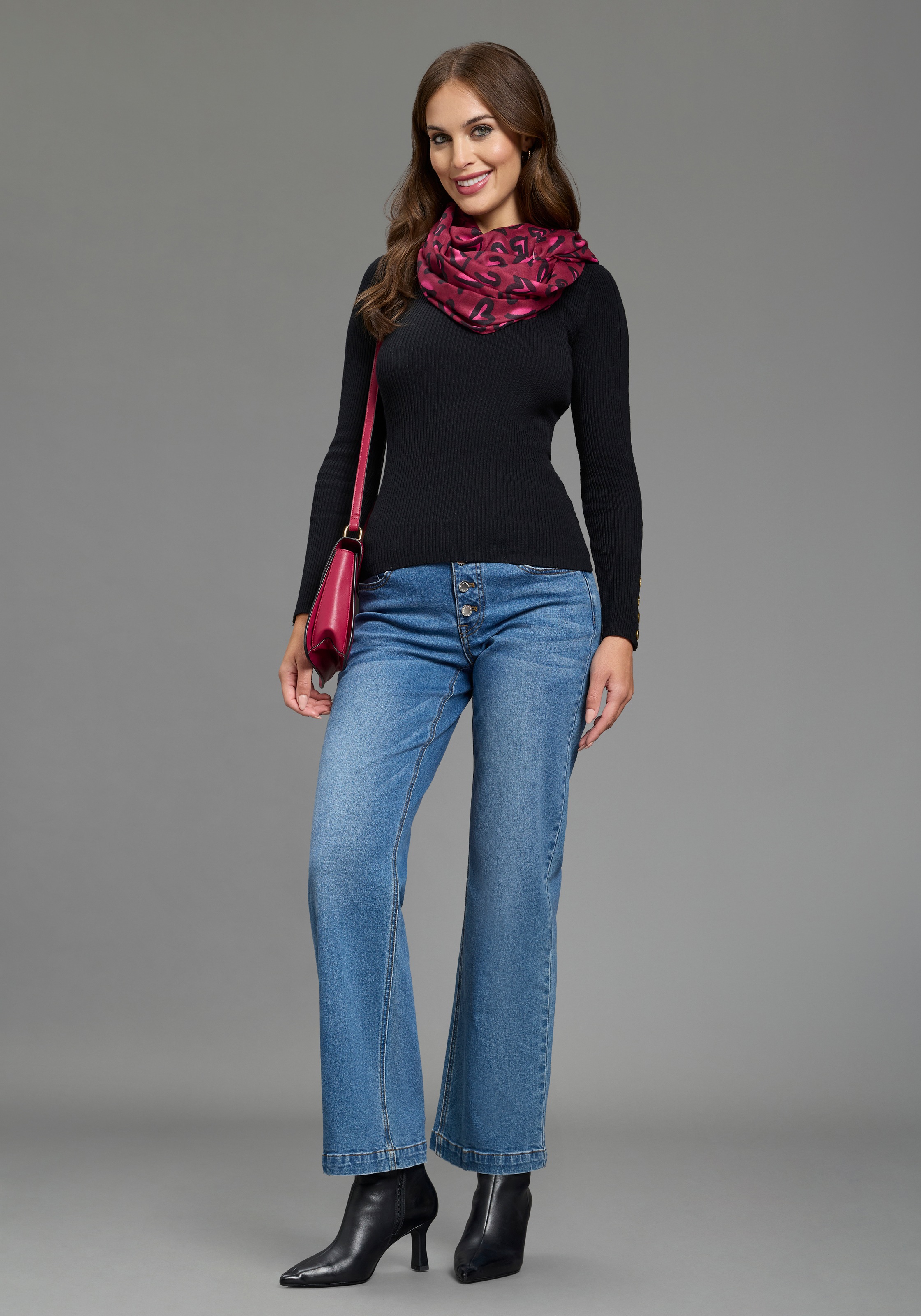 Melrose Strickpullover aus Rippqualität mit Knöpfen