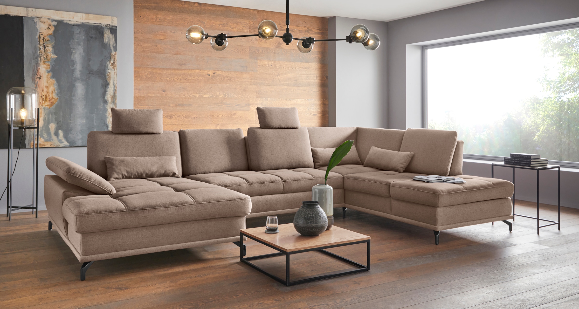 GOODproduct Wohnlandschaft »Costello U-Form, B: 363 cm mit Sitztiefen- & Armteilverstellung« optional Bettfunktion & Bettkasten