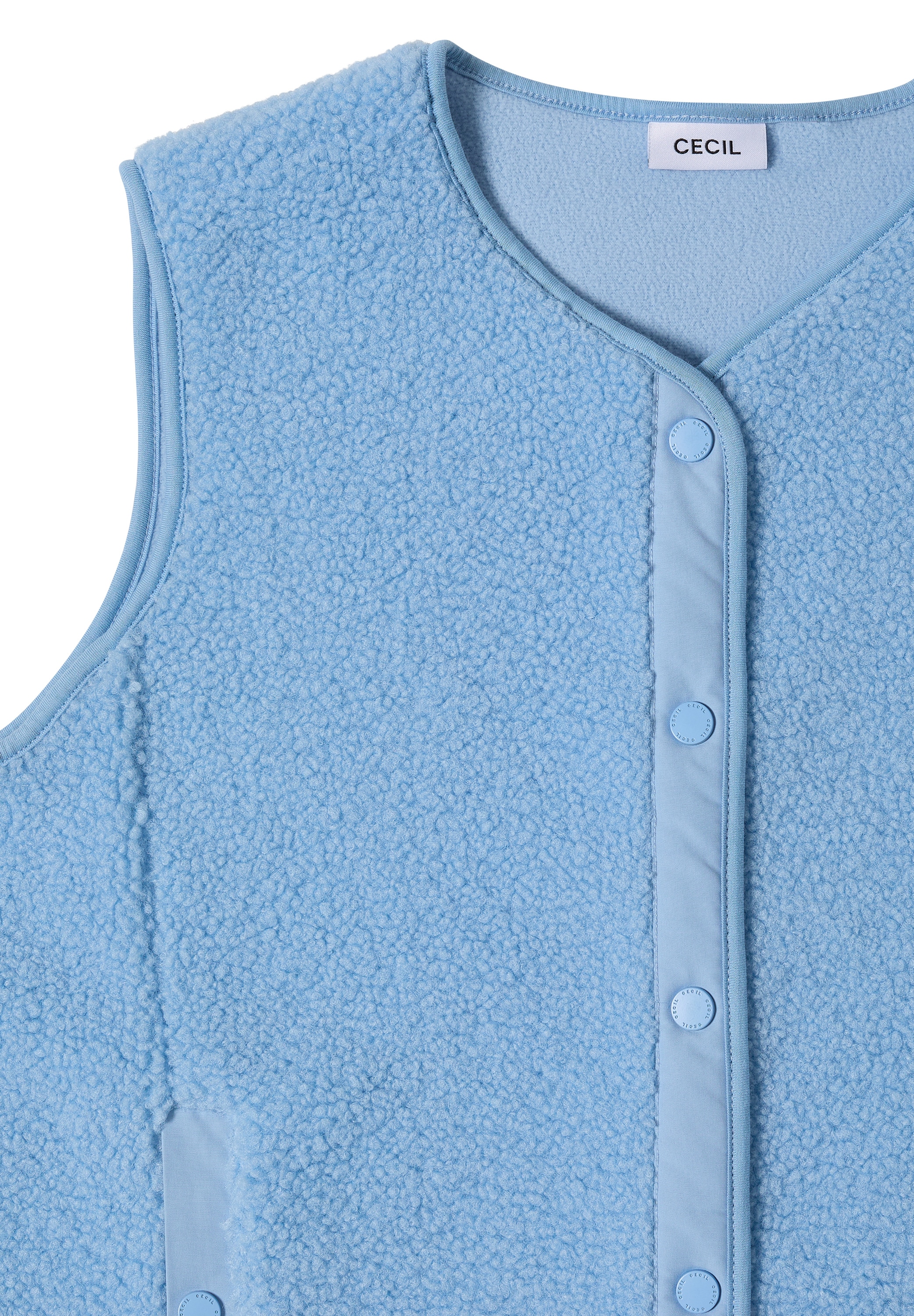 Cecil Plüschweste Softshelldetails, V-Ausschnitt, unifarben