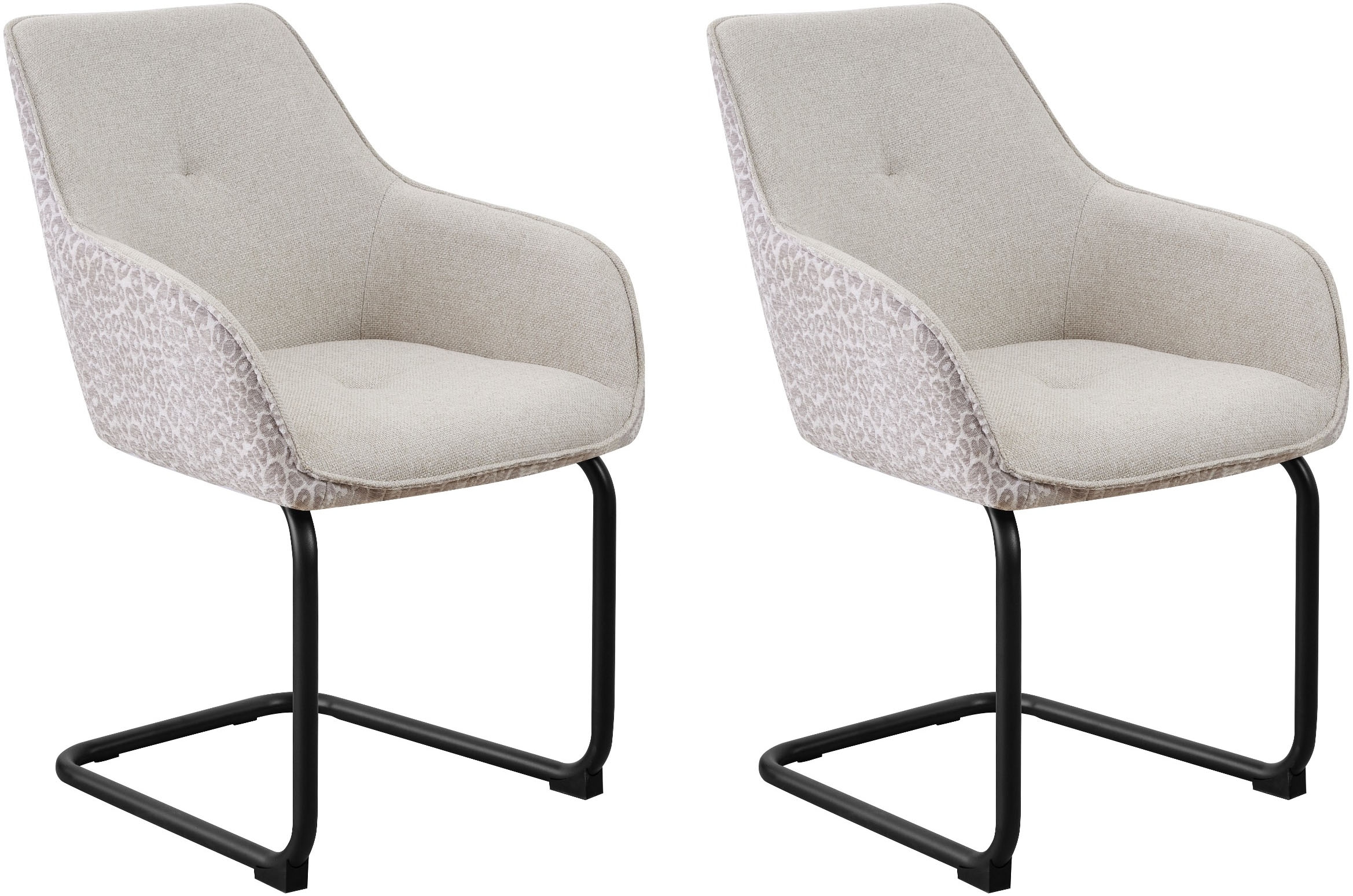 GOODproduct Chaise cantilever »Albany, 2er-Set« (Ensemble) 2 cuismoderner Freischwinger mit Leopardenlook und hochwertigem Webstoff