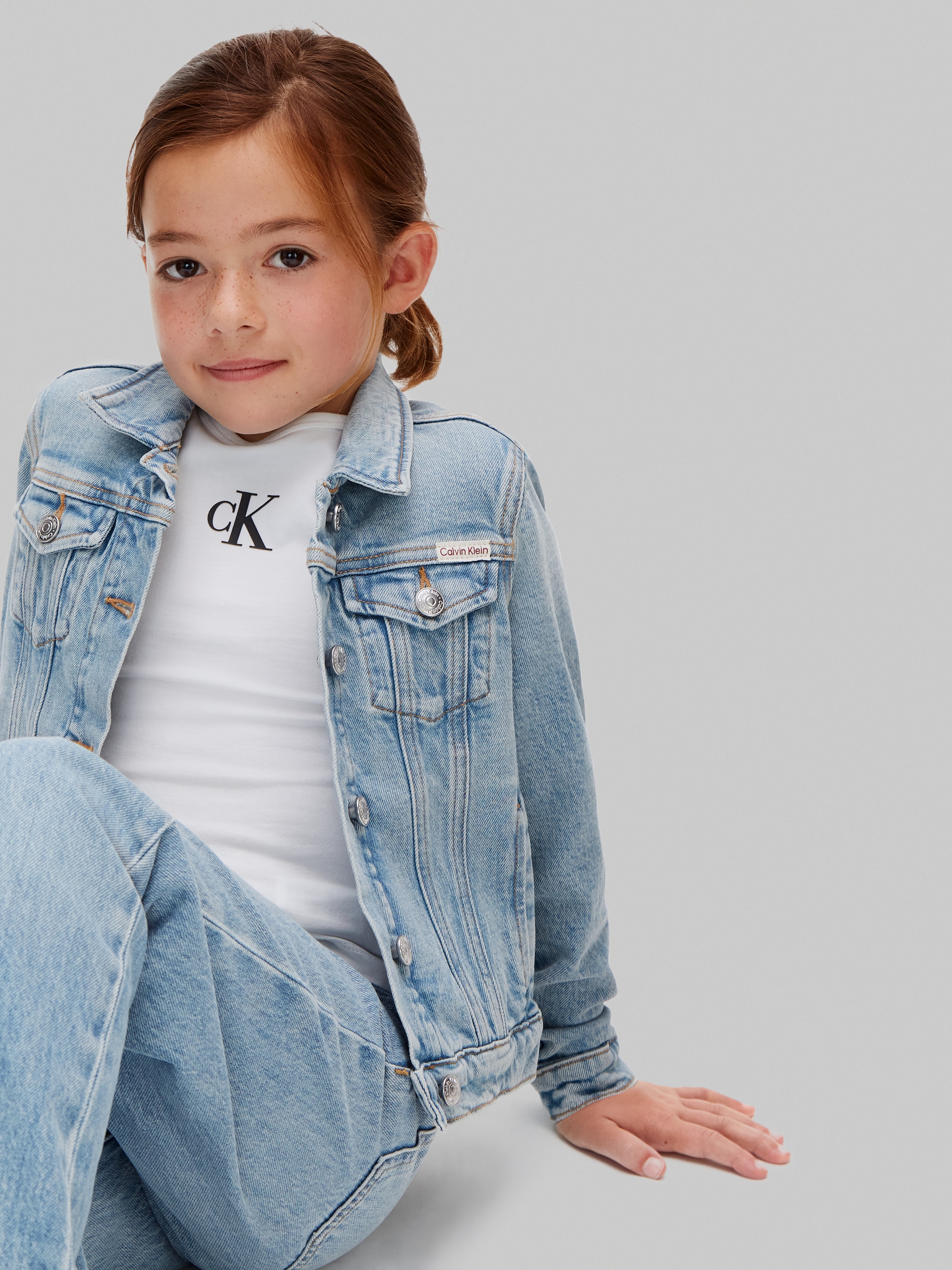 Calvin Klein Jeans Veste en jean »DENIM WASH« ohne Kapuze Regular fit für Kinder mit Taschen