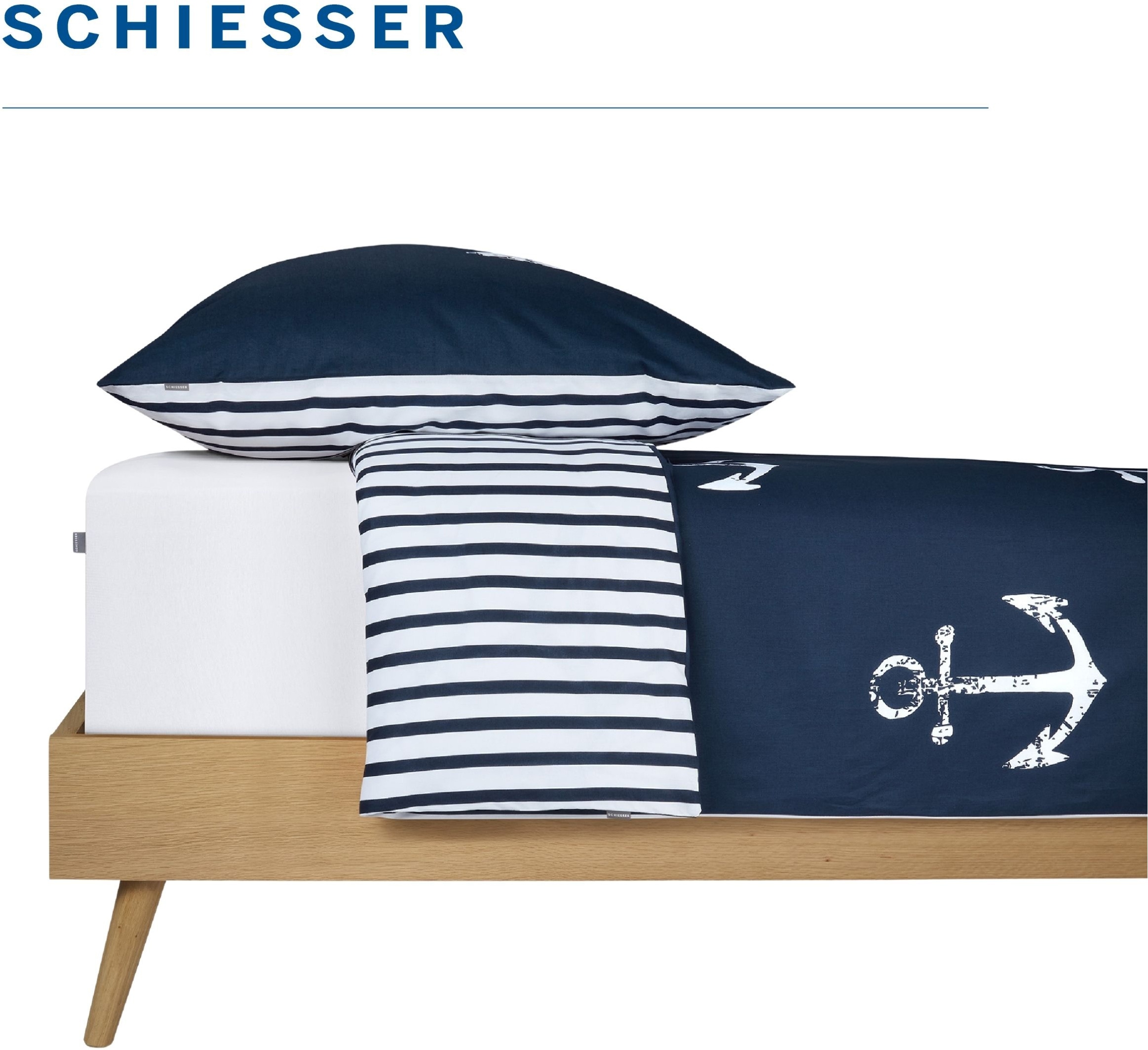 Schiesser Bettwäsche »Marina, maritime Momente in frischer Farbkombination« 2 Stk. OEKO-TEX® MADE IN GREEN