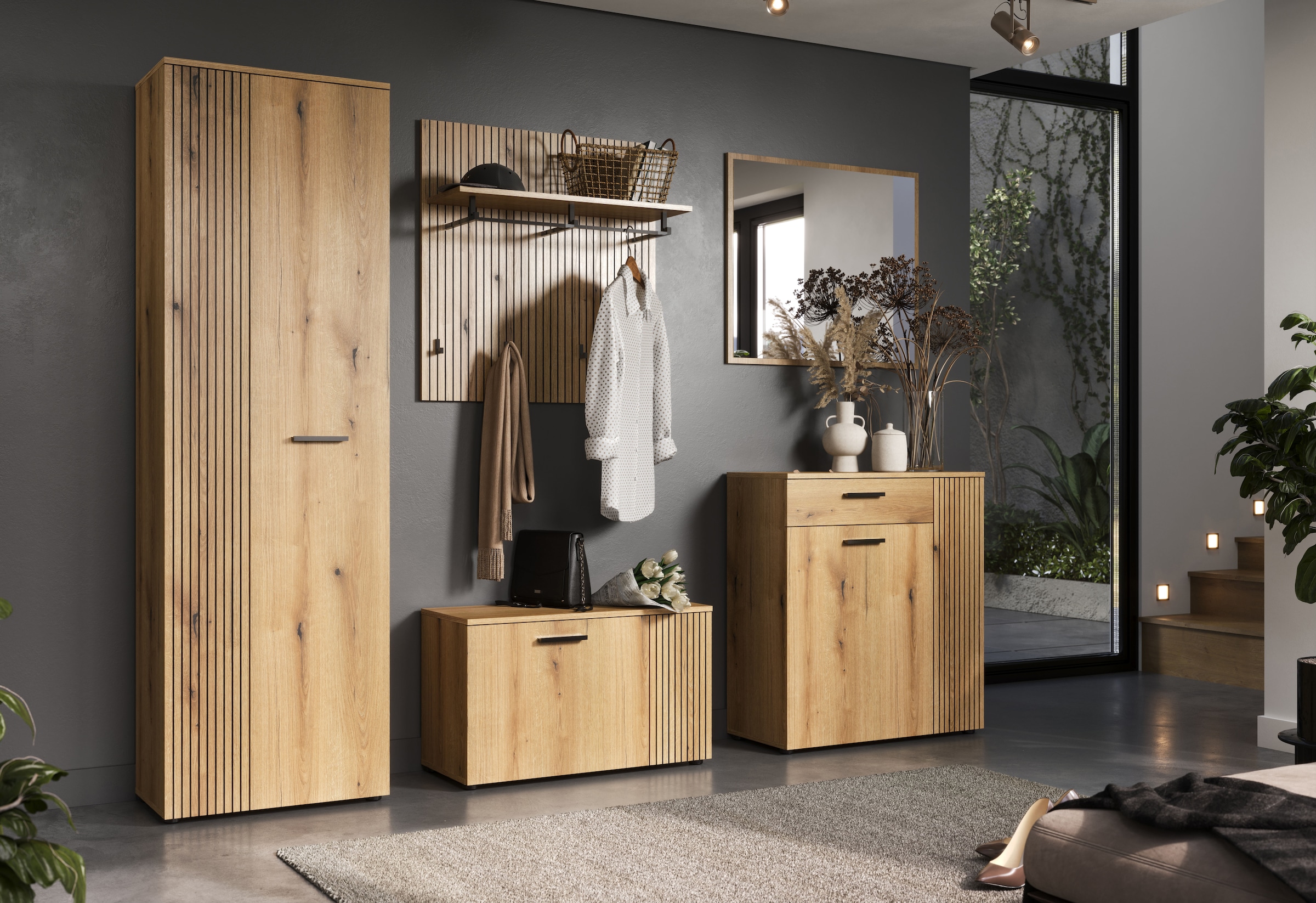 Home affaire Garderobenschrank »Amrum« 1 Stk. tlg. Garderobenschrank mit 2 Türen & 1 Kleiderstange – (B/T/H) 60/36/196 cm