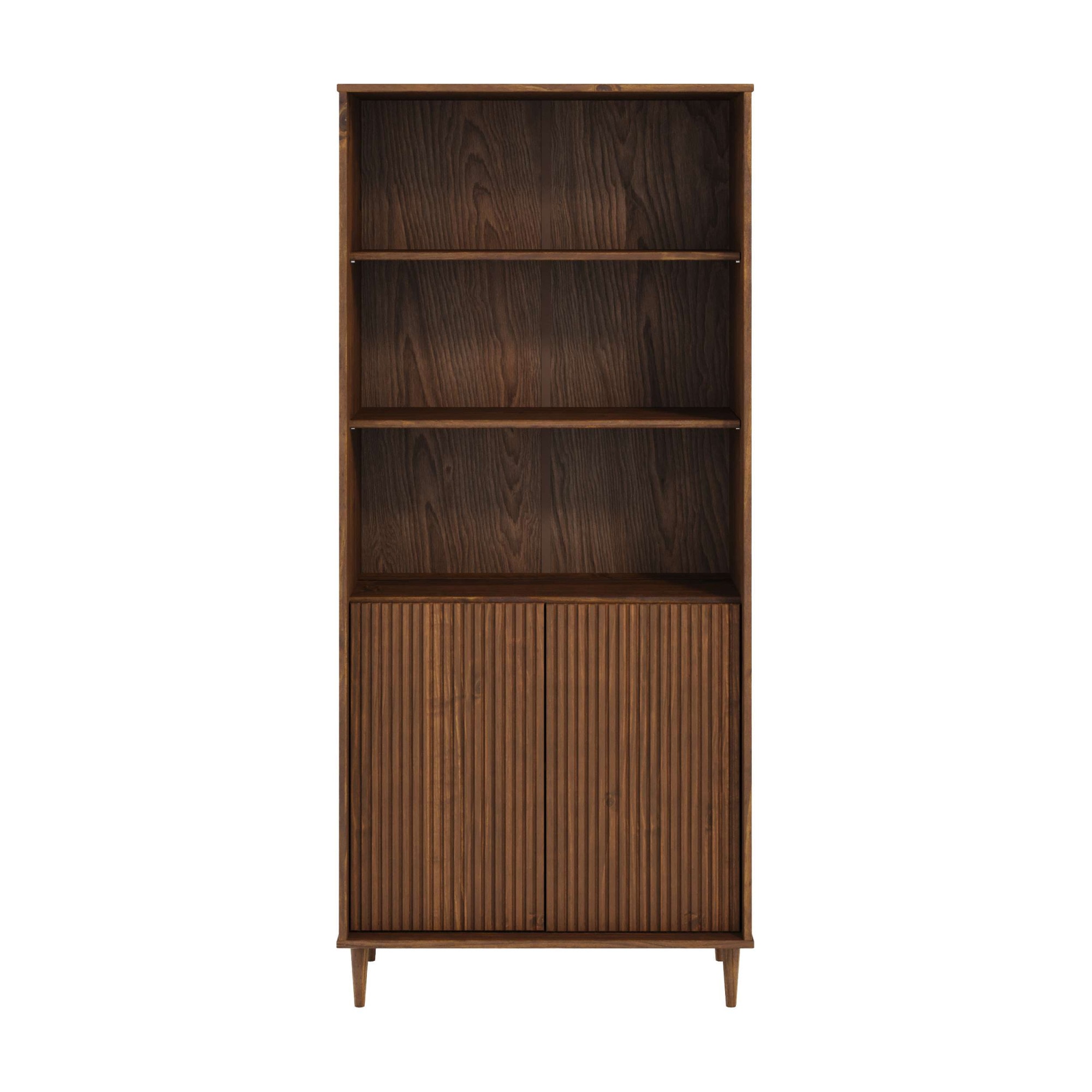 GOODproduct Bücherregal »Malmedy Front mit gefrästen Rillen« Bücherschrank aus massivem Kiefernholz, Push-to-open, FSC, B: 80 cm