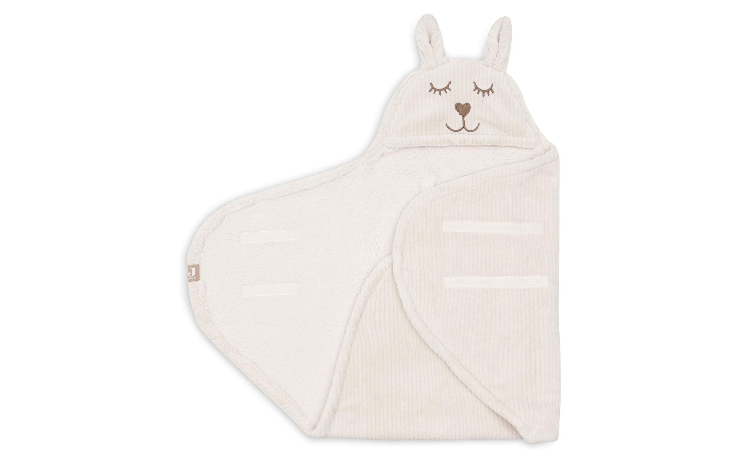 Jollein Couverture d'enveloppement »Bunny Cloudy Rib 105 x 100 cm« Flauschige Einschlagdecke mit Hasenmotiv